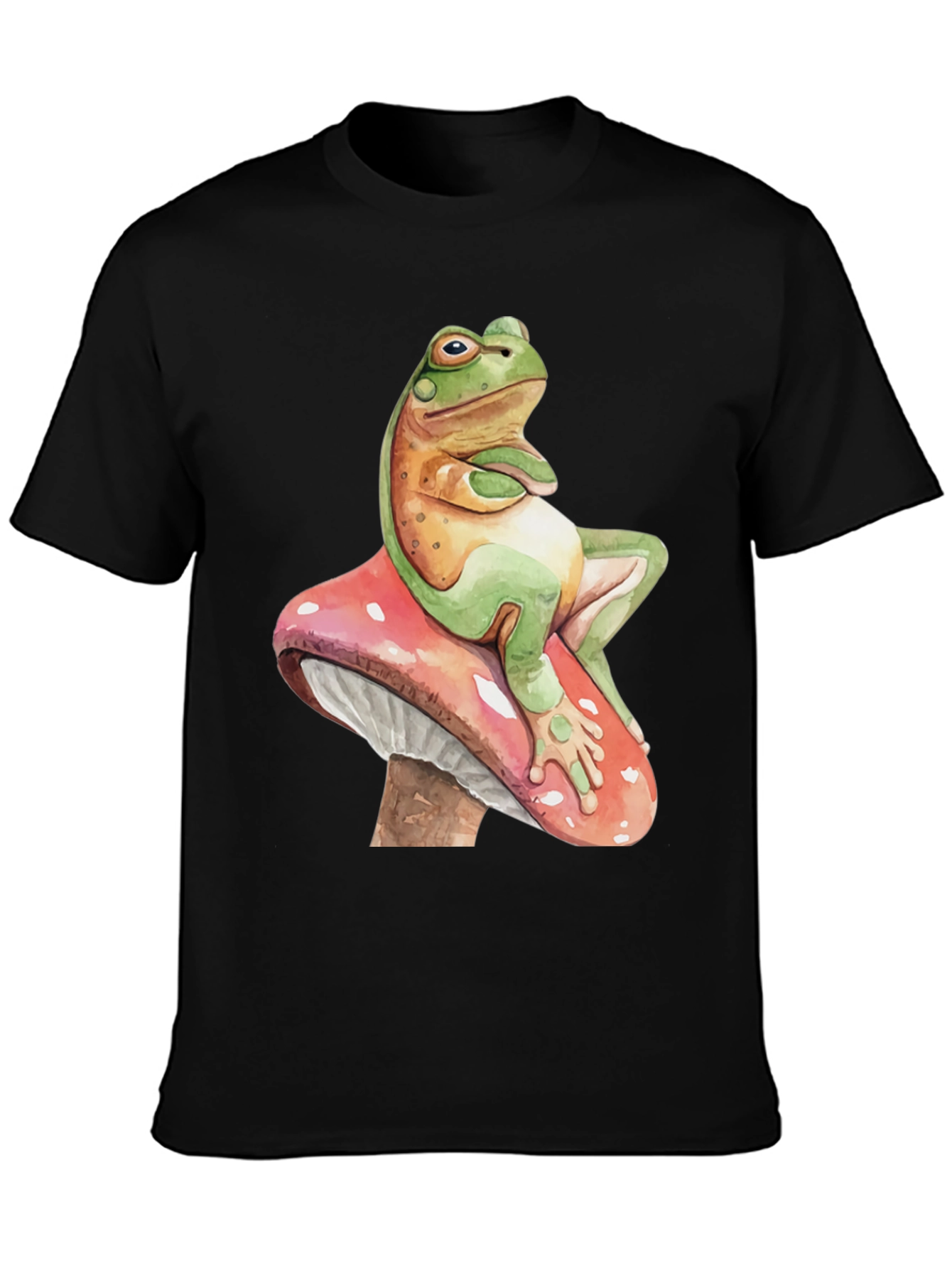 Frog on Mushroom Graphic Tee - Whimsical Design