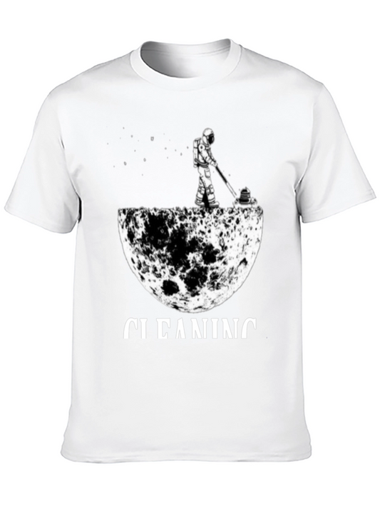 Astronaut Moon Cleaning T-Shirt - Unique Graphic Tee
