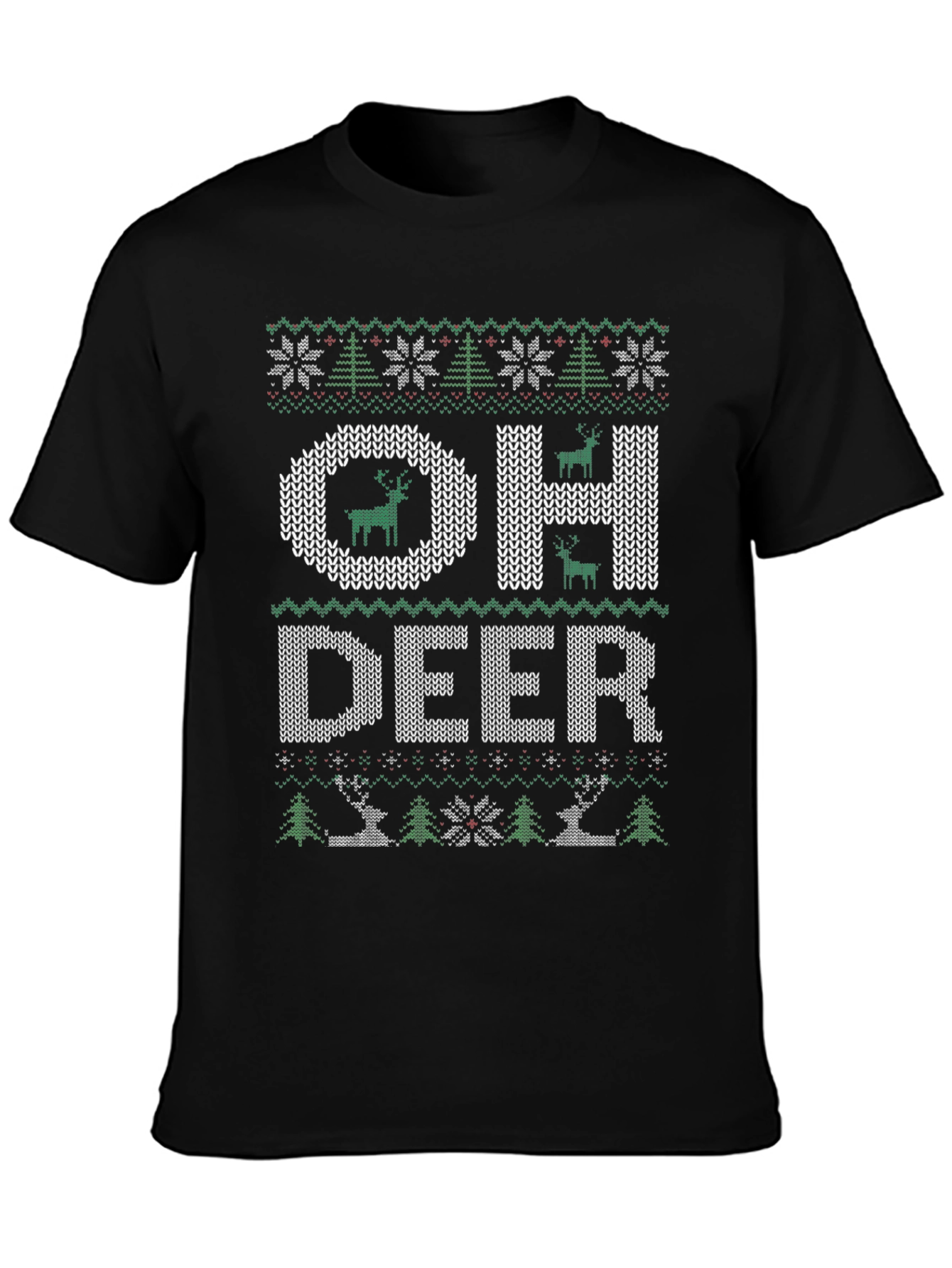 Oh Deer Ugly Christmas Sweater Style T-Shirt