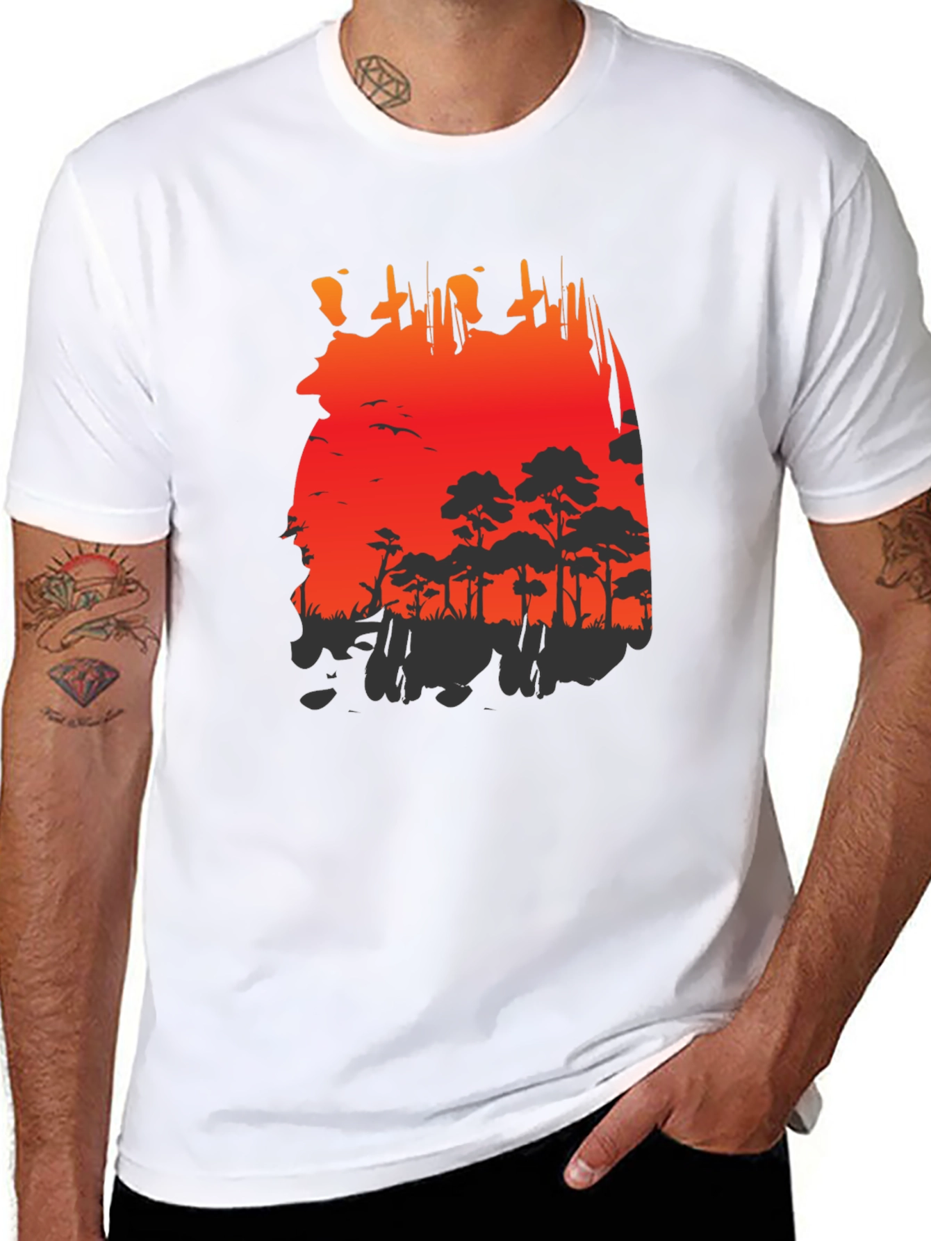 Red Sunset Forest Graphic Tee