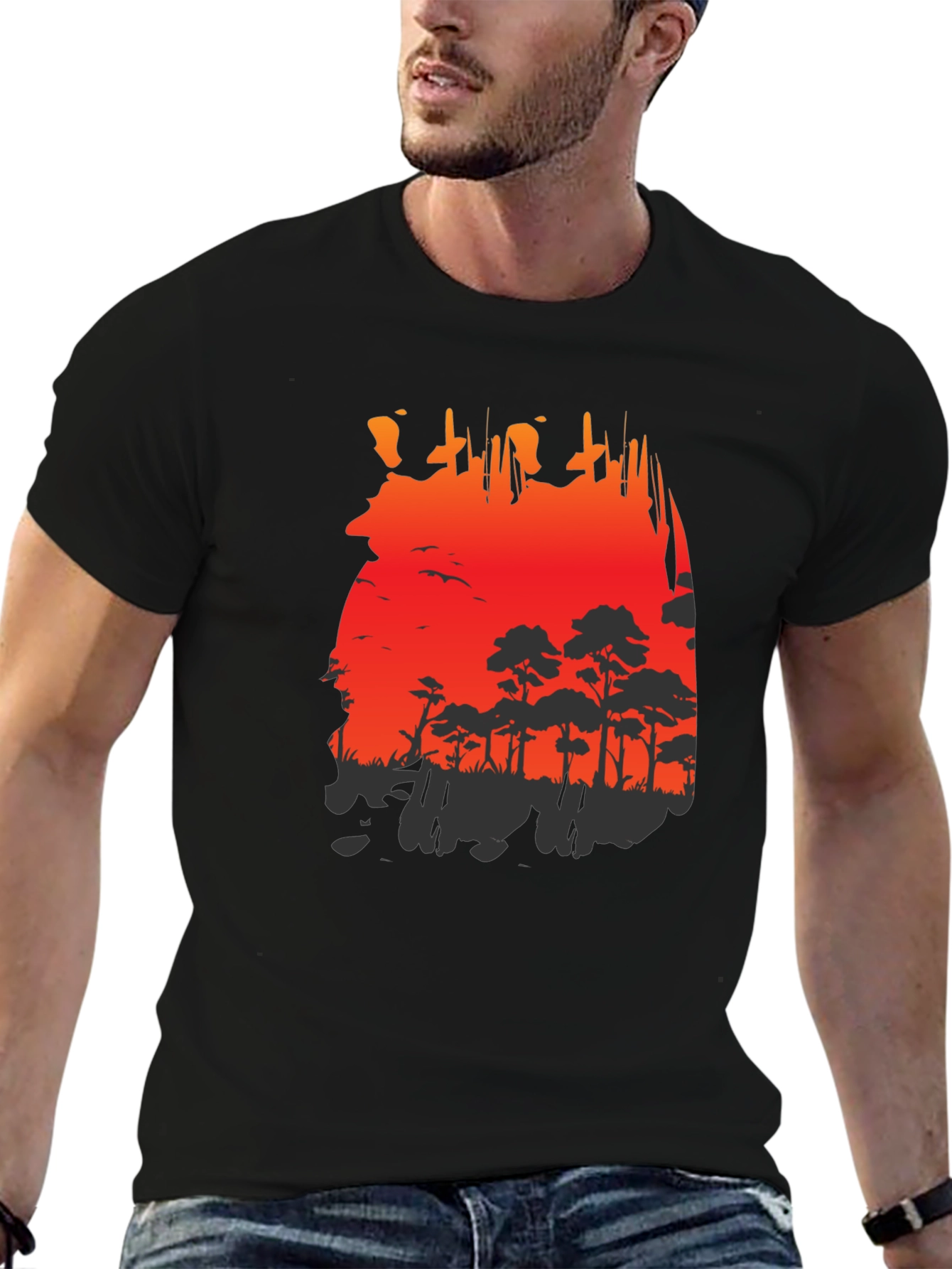 Red Sunset Forest Graphic Tee