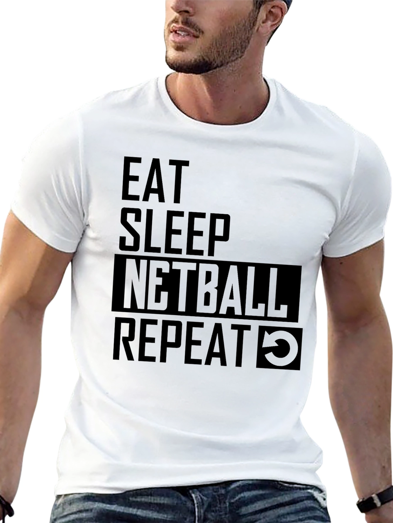 Eat Sleep Netball Repeat Black T-Shirt