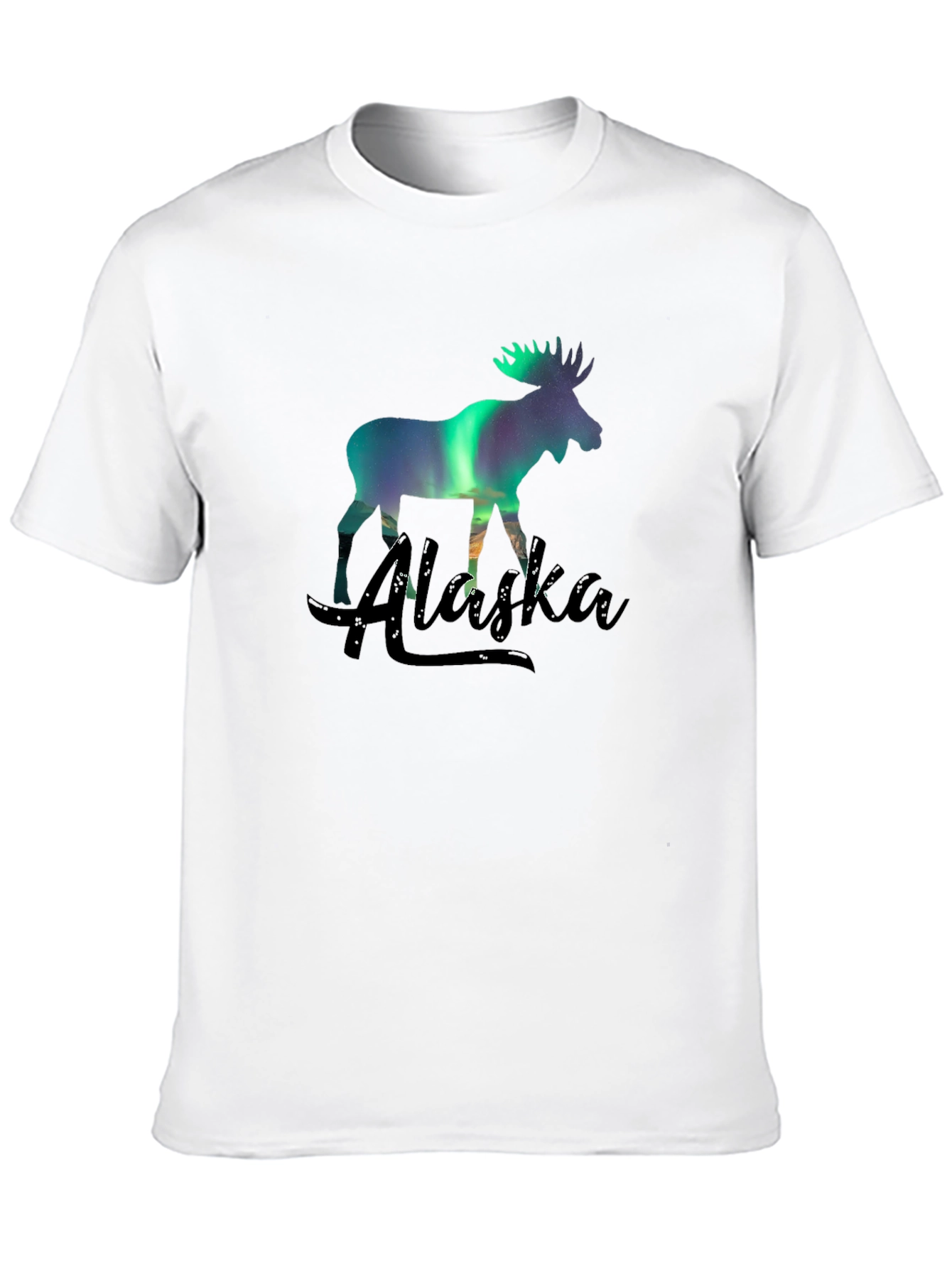 Alaska Moose Northern Lights Graphic T-Shirt
