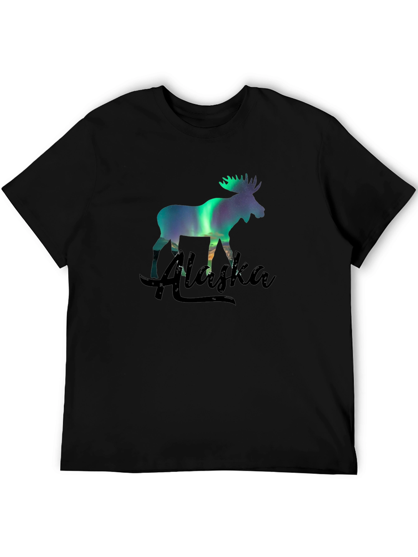 Alaska Moose Northern Lights Graphic T-Shirt