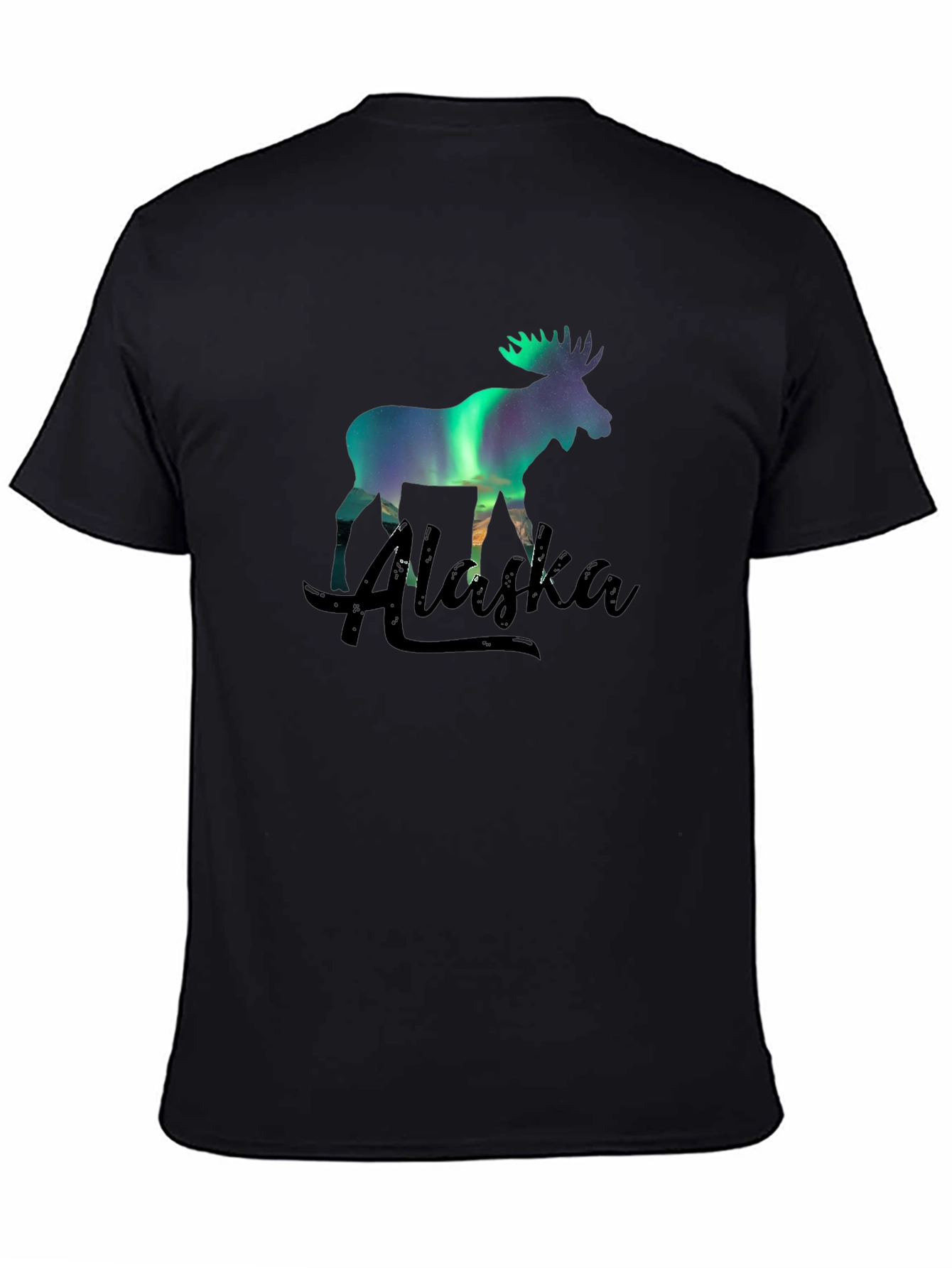 Alaska Moose Northern Lights Graphic T-Shirt