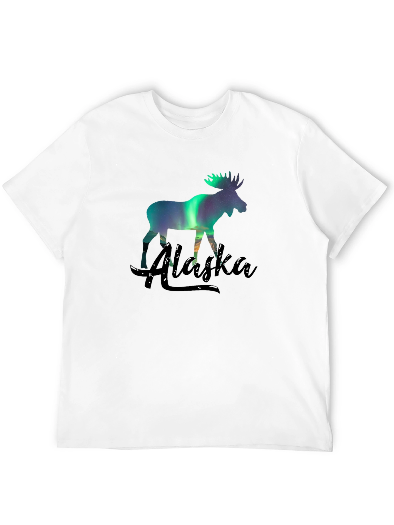Alaska Moose Northern Lights Graphic T-Shirt