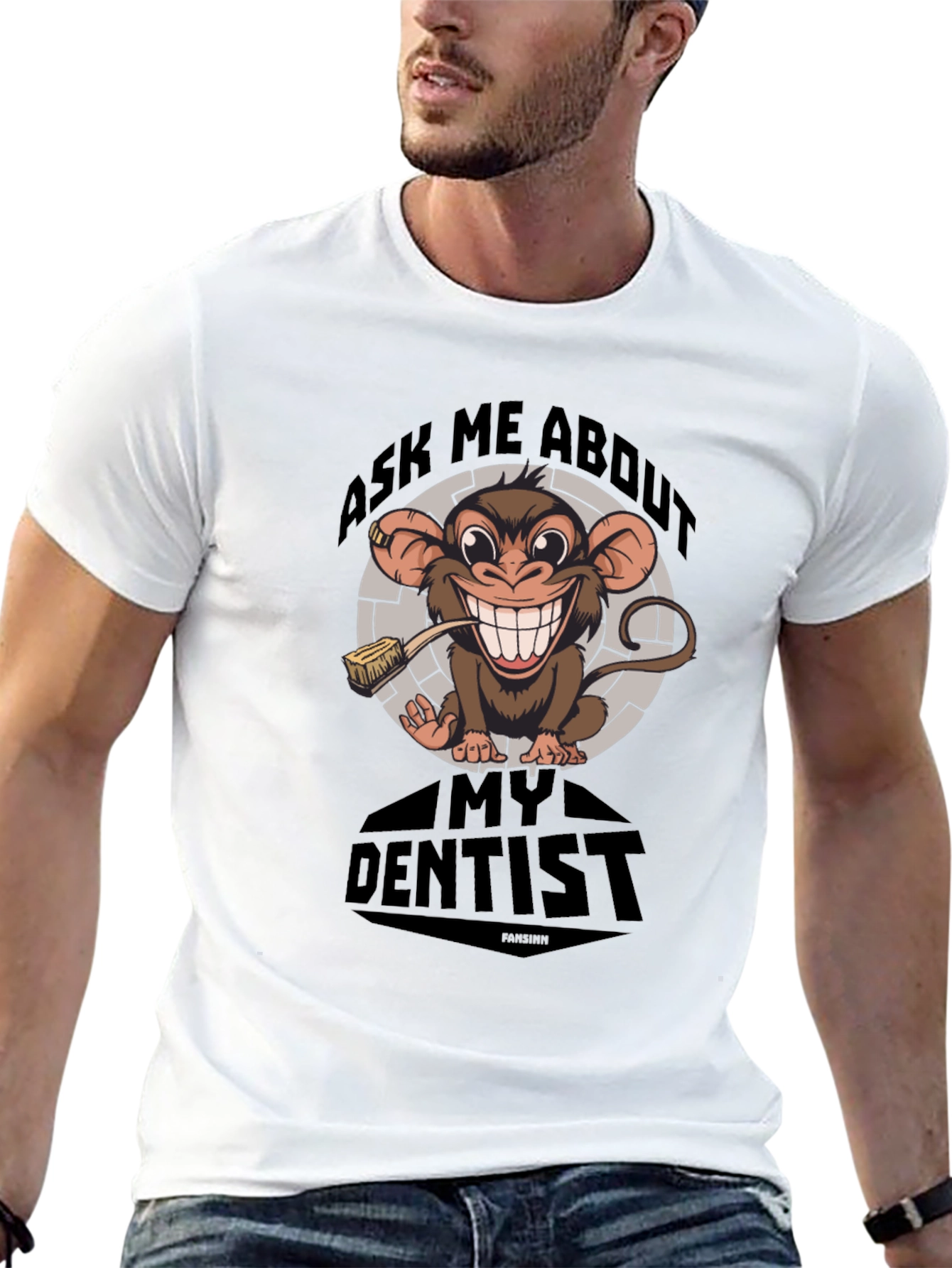 Ask Me About My Dentist T-Shirt Funny Monkey Tee