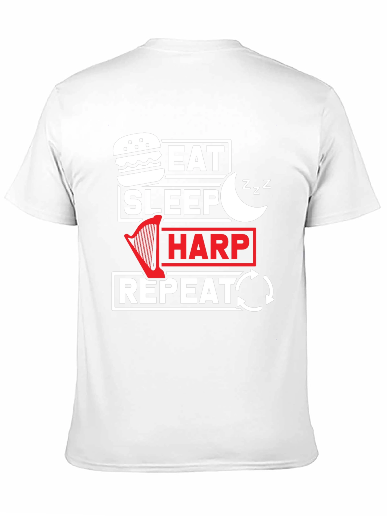 Eat Sleep Harp Repeat Black Graphic Tee