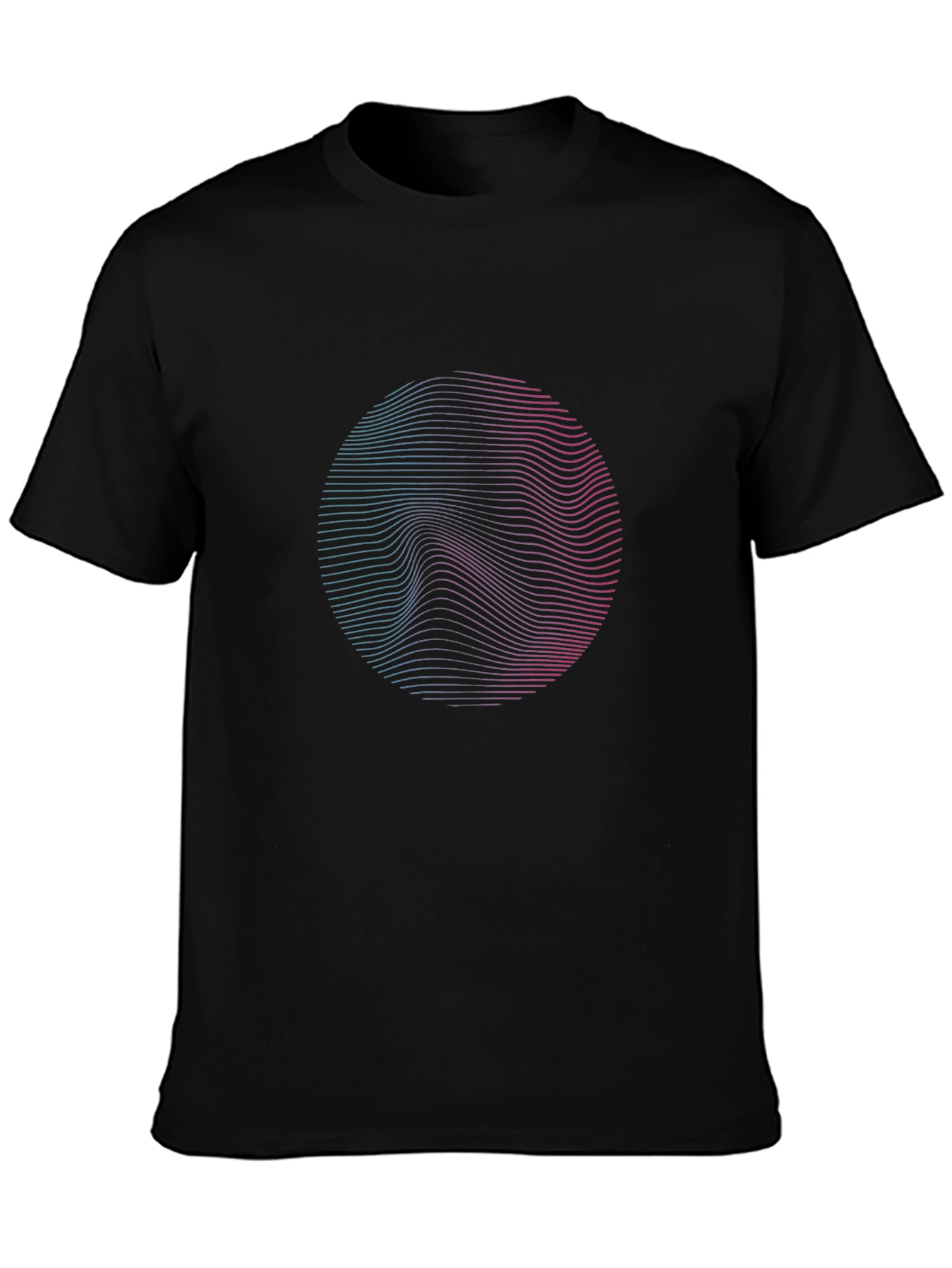 Abstract Wavy Line Circle Graphic Tee - Modern Style