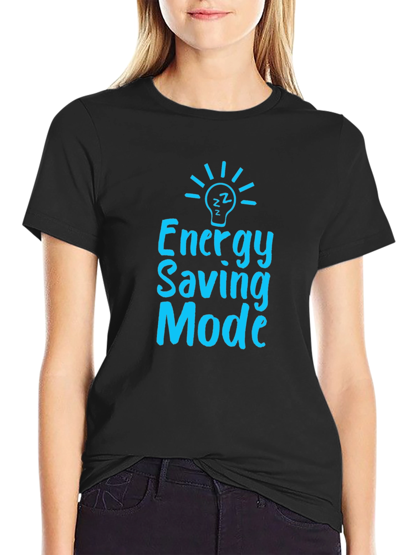 Energy Saving Mode Graphic T-Shirt - Black