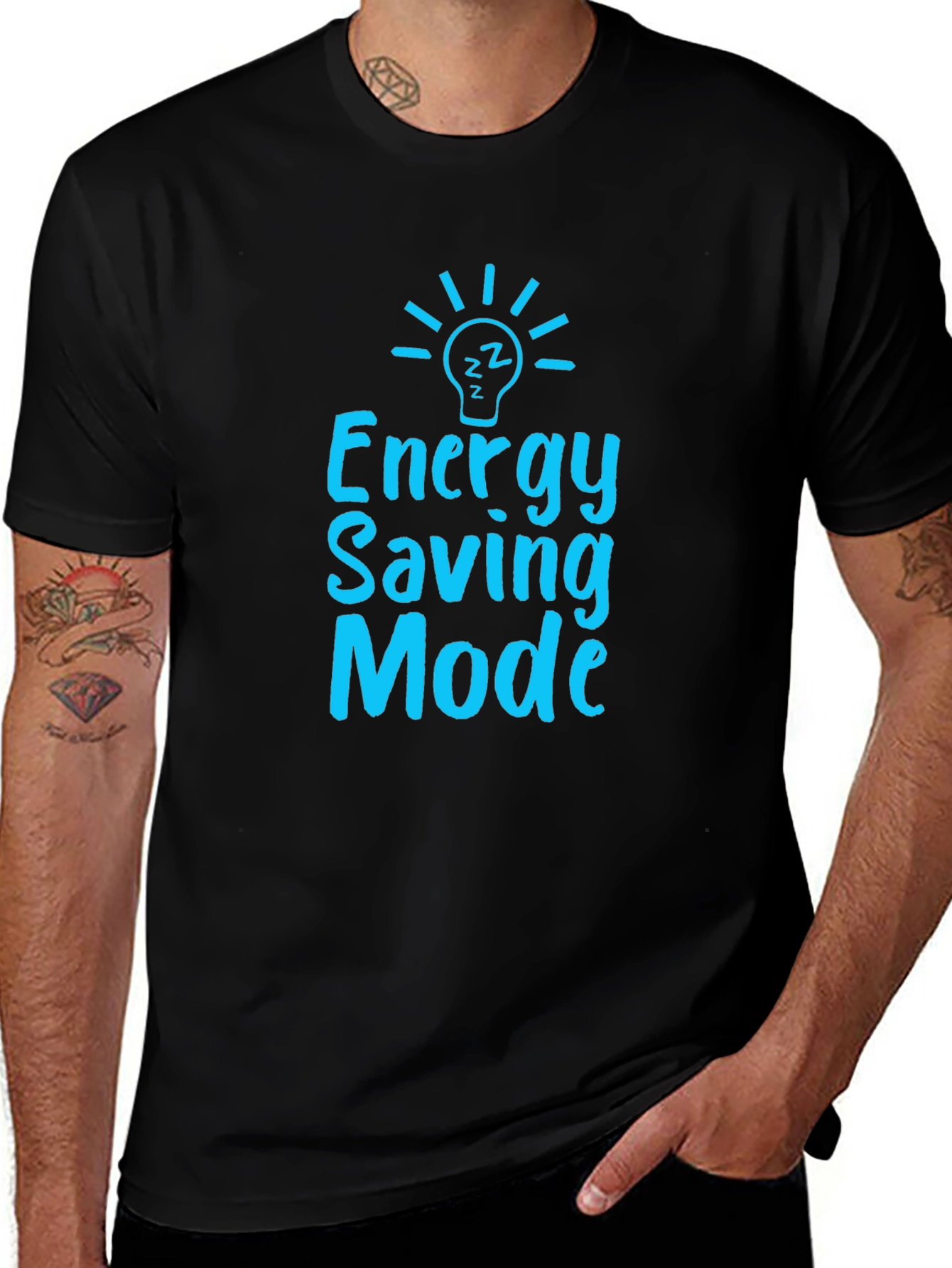 Energy Saving Mode Graphic T-Shirt - Black