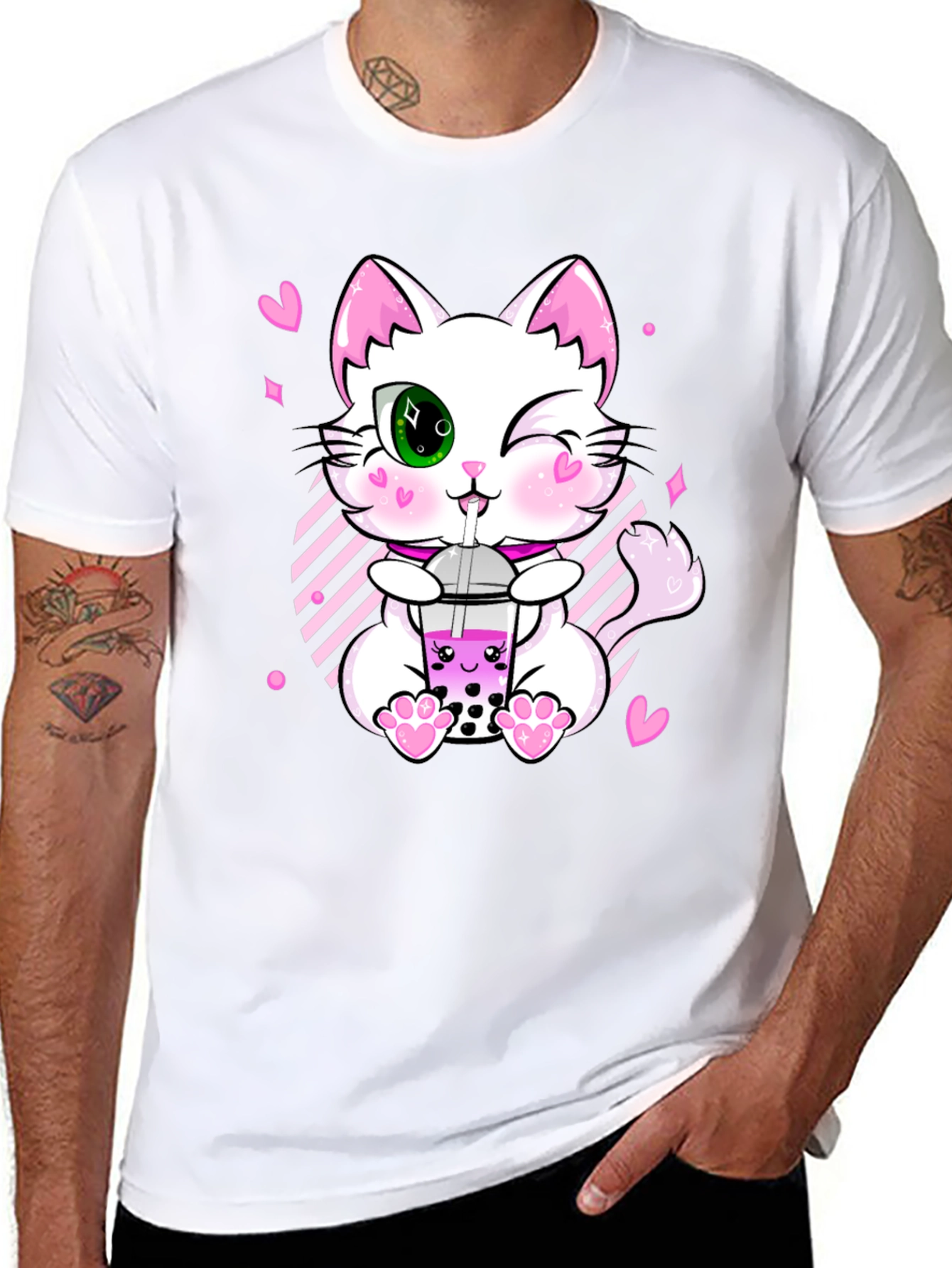 Kawaii Cat Boba Tea T-Shirt - Cute Anime Style