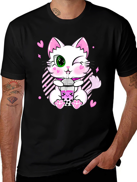 Kawaii Cat Boba Tea T-Shirt - Cute Anime Style