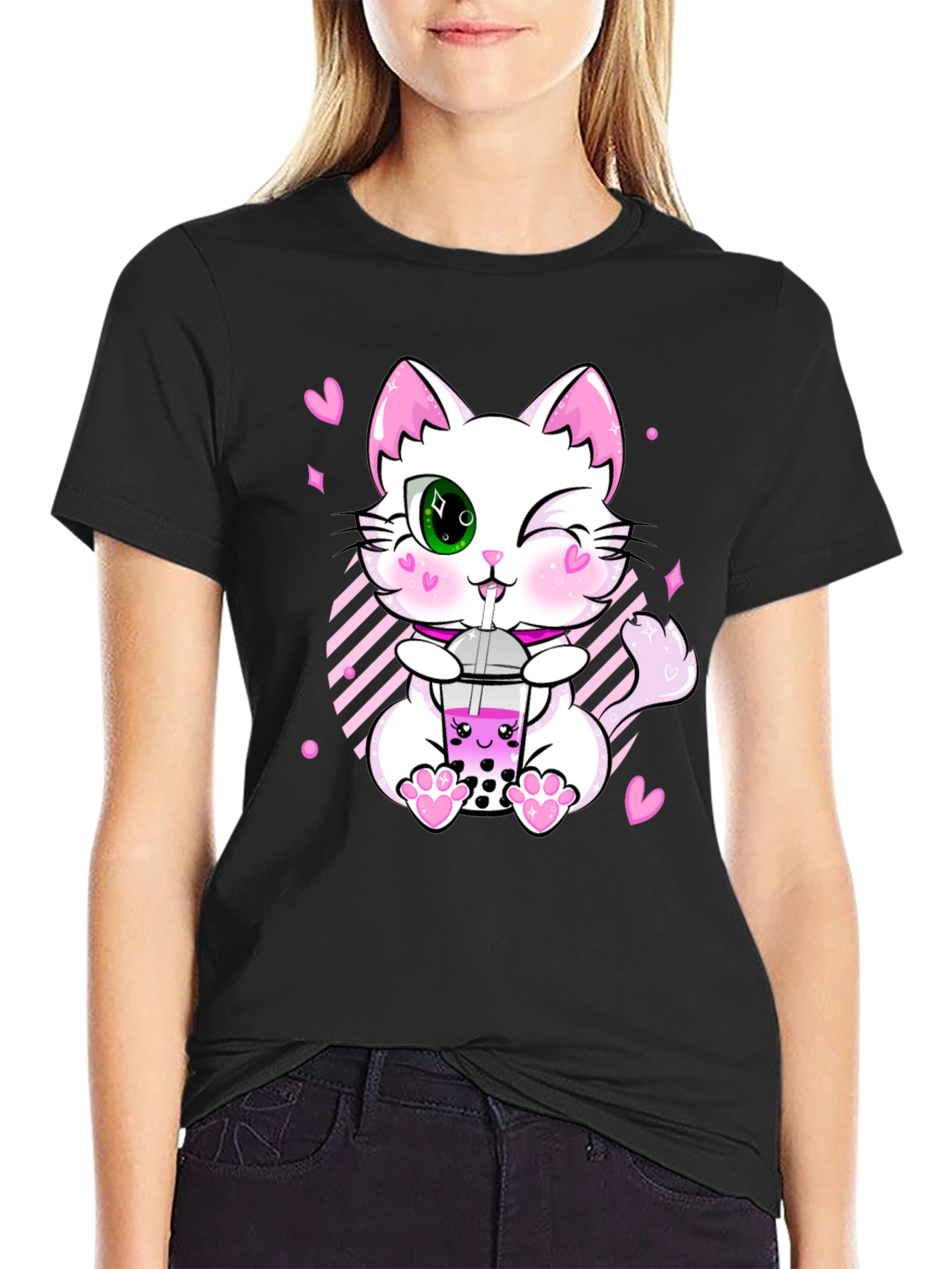 Kawaii Cat Boba Tea T-Shirt - Cute Anime Style