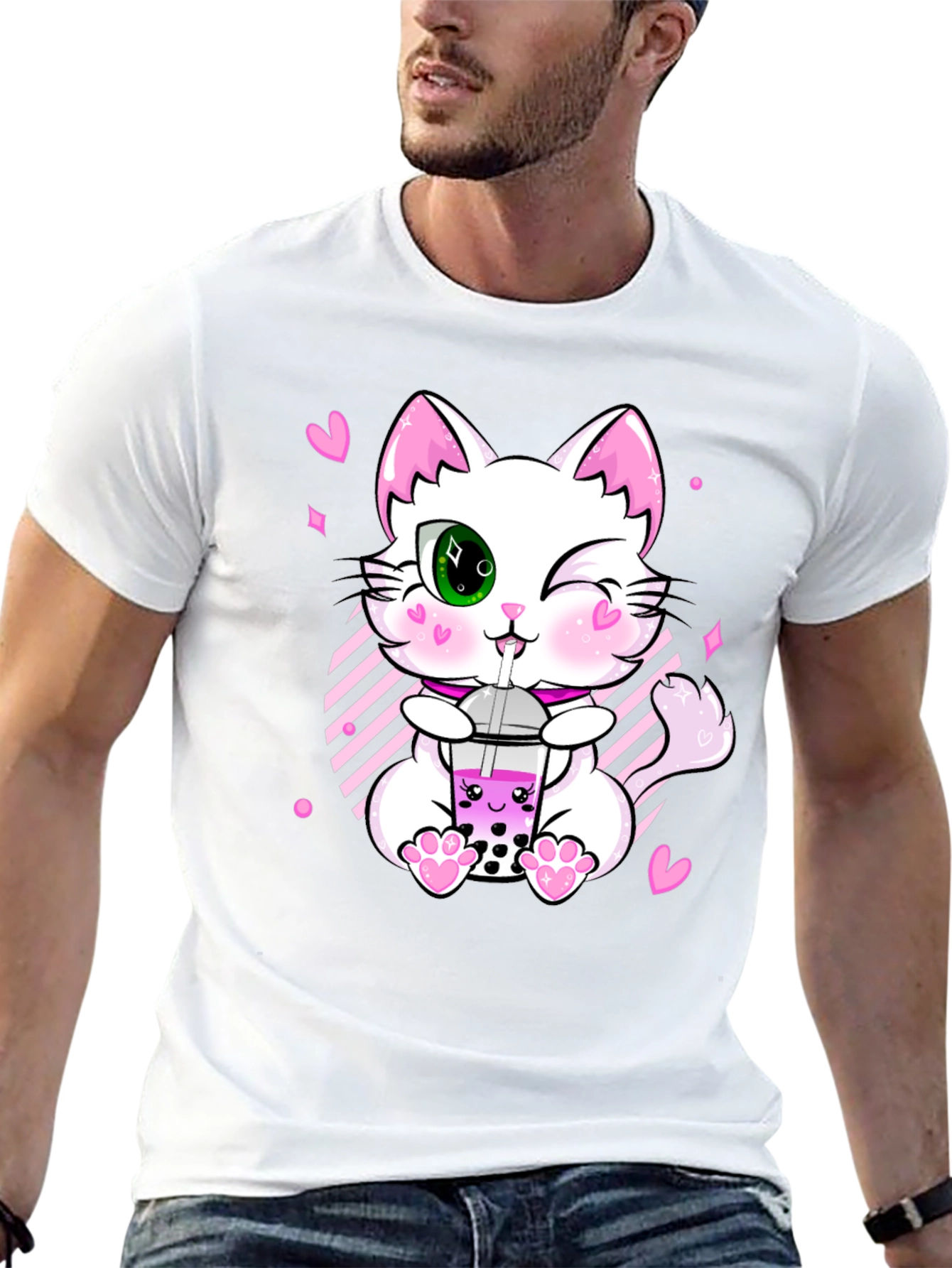 Kawaii Cat Boba Tea T-Shirt - Cute Anime Style
