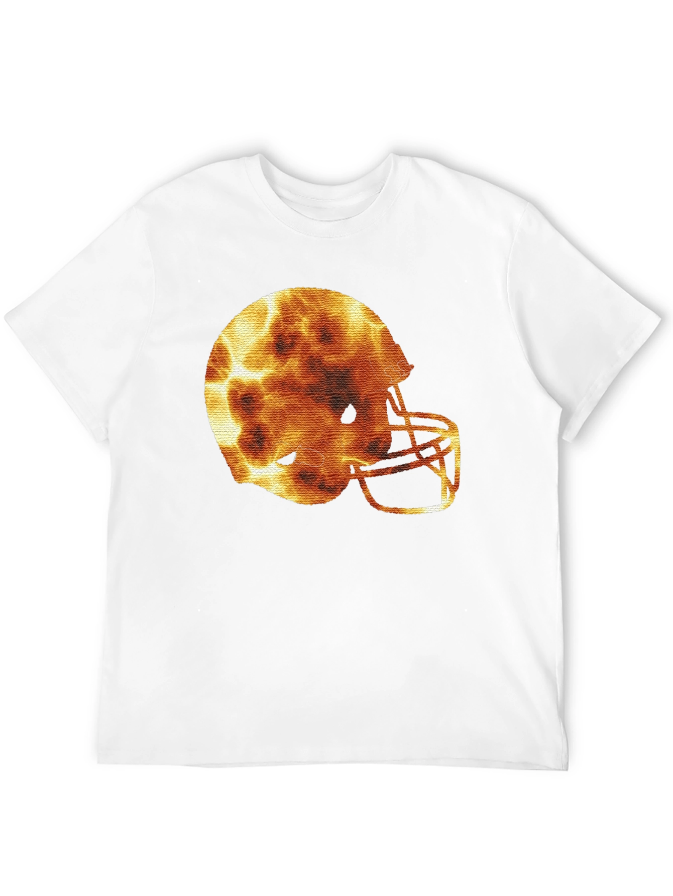 Fiery Football Helmet Graphic Tee - Sporty Design