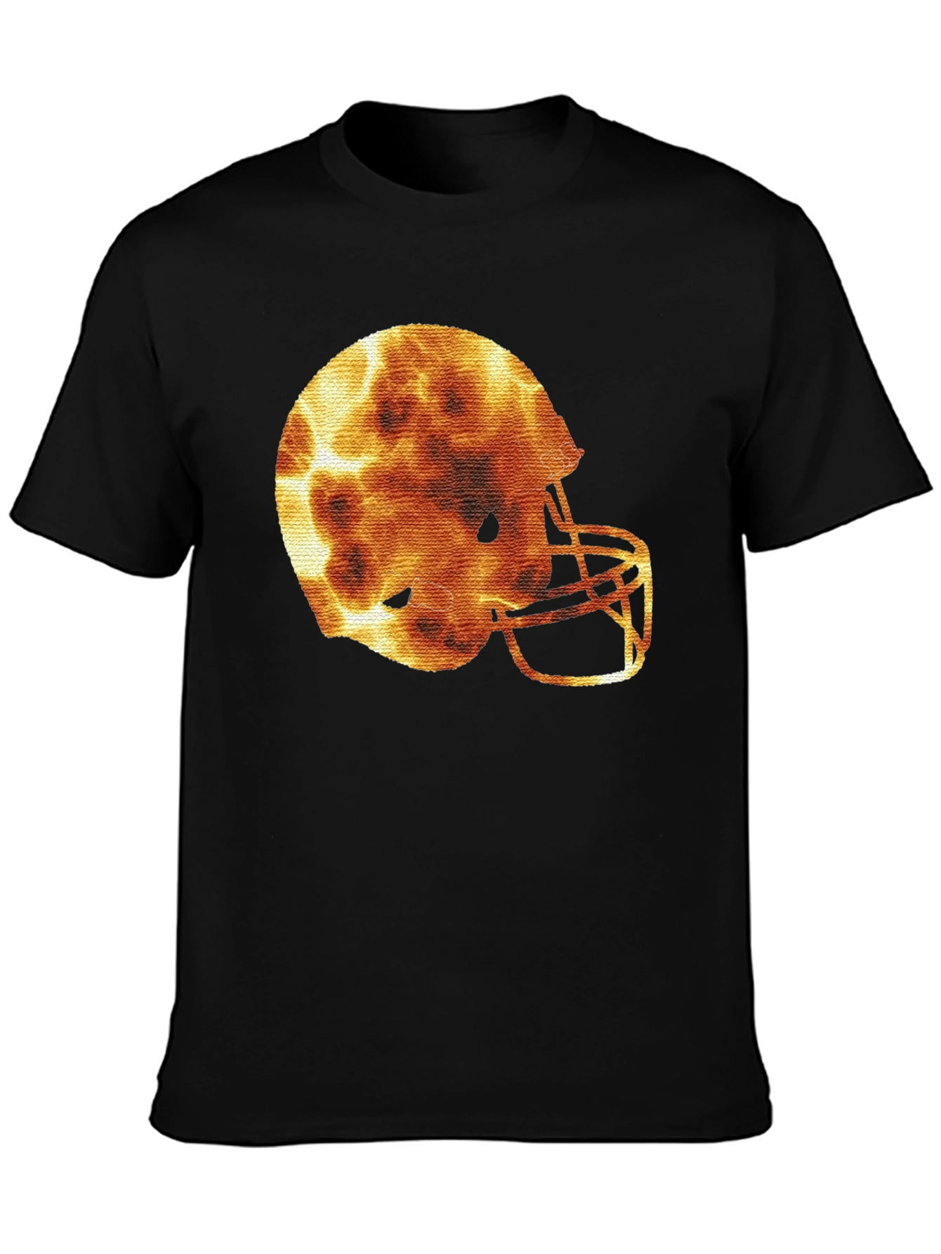 Fiery Football Helmet Graphic Tee - Sporty Design