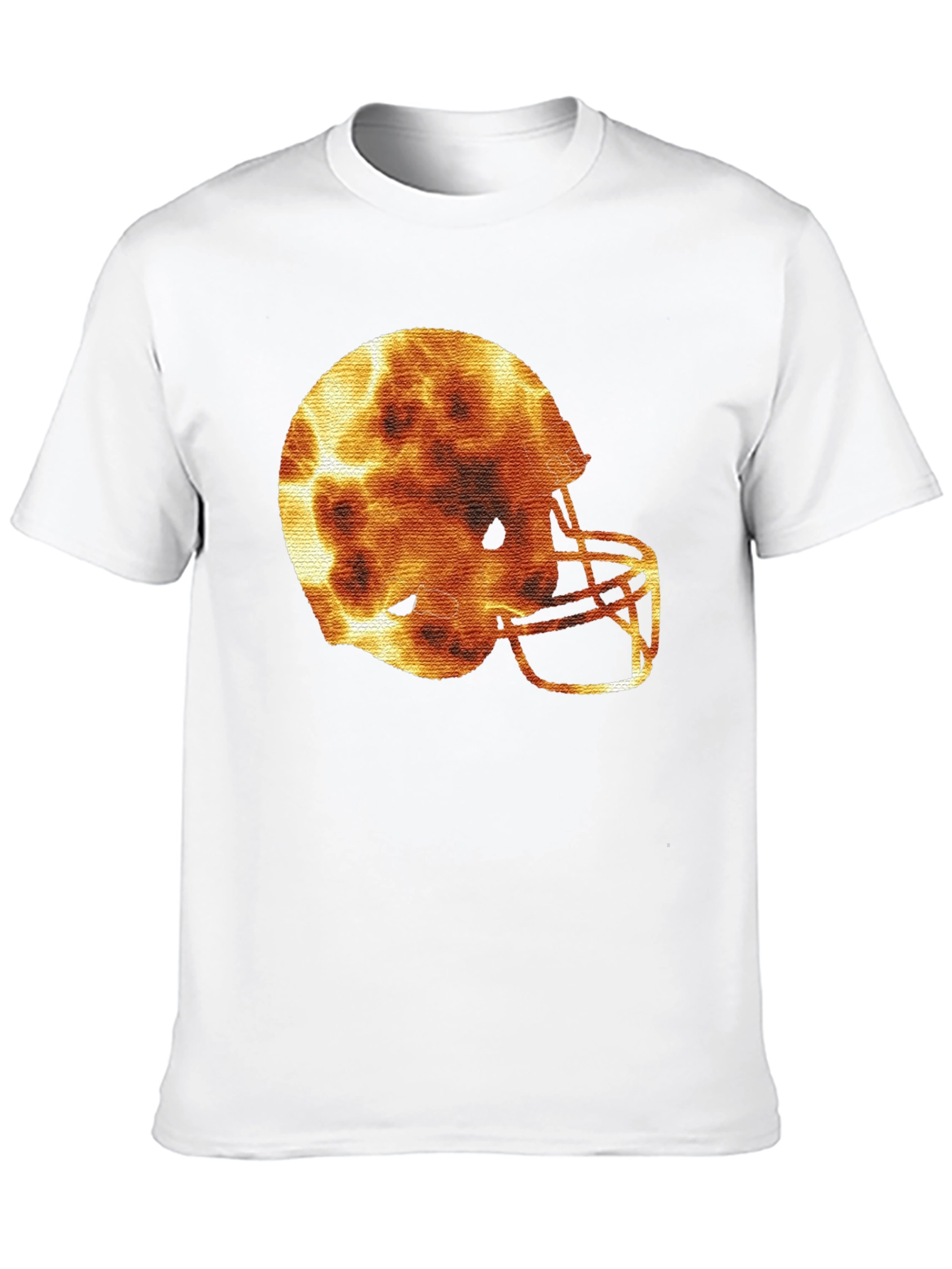 Fiery Football Helmet Graphic Tee - Sporty Design