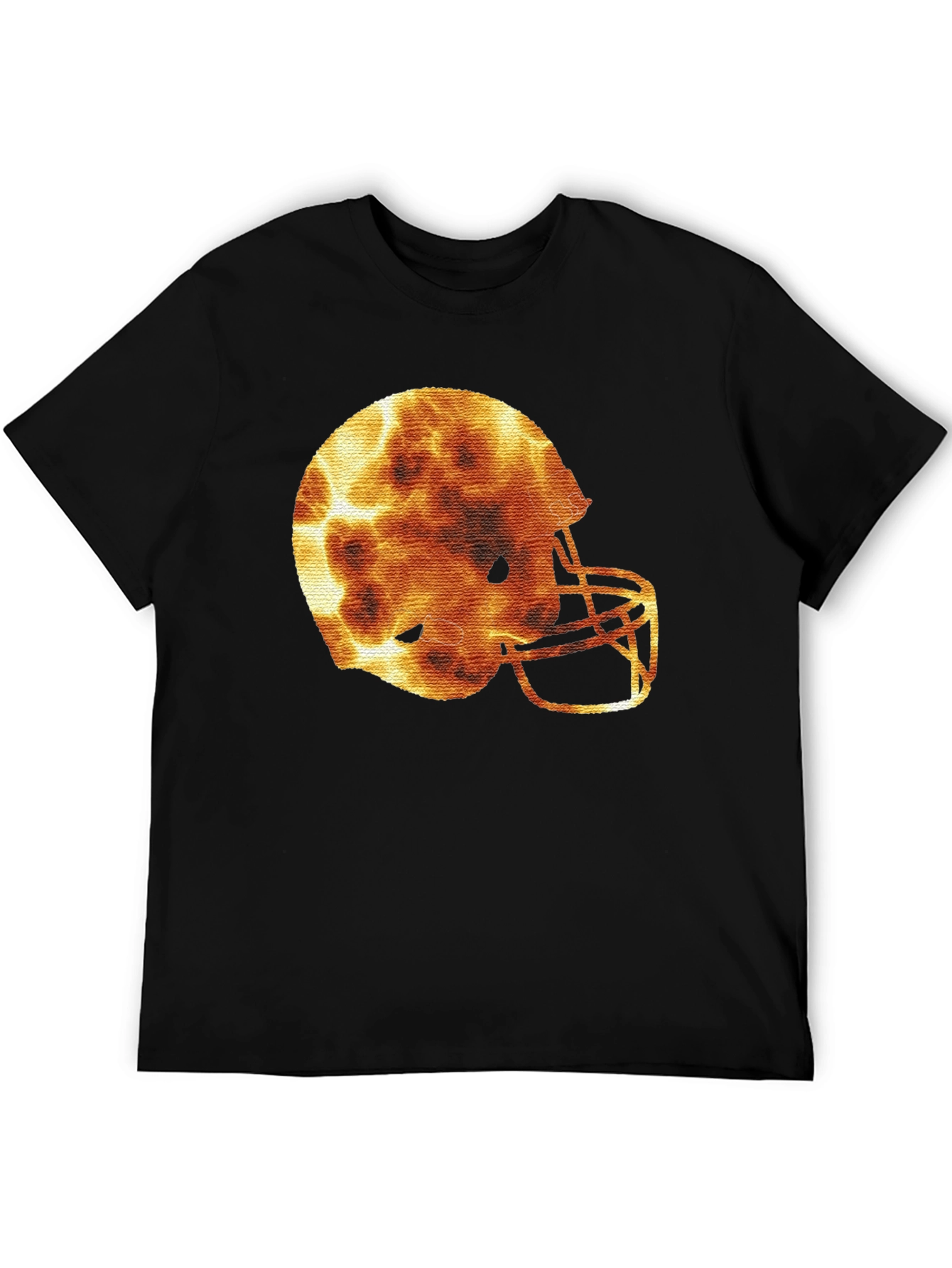 Fiery Football Helmet Graphic Tee - Sporty Design