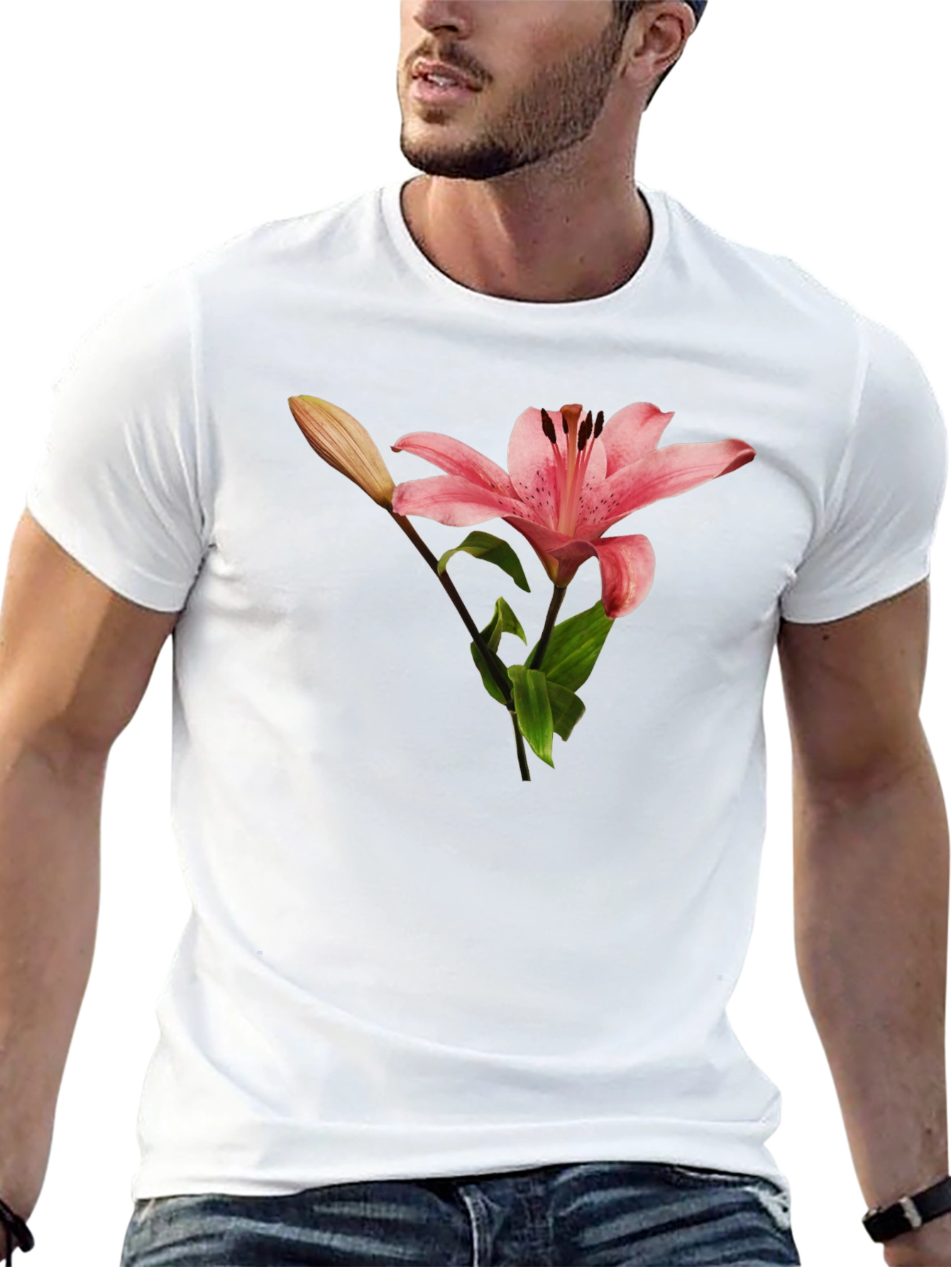 Floral Lily Graphic T-Shirt - Black