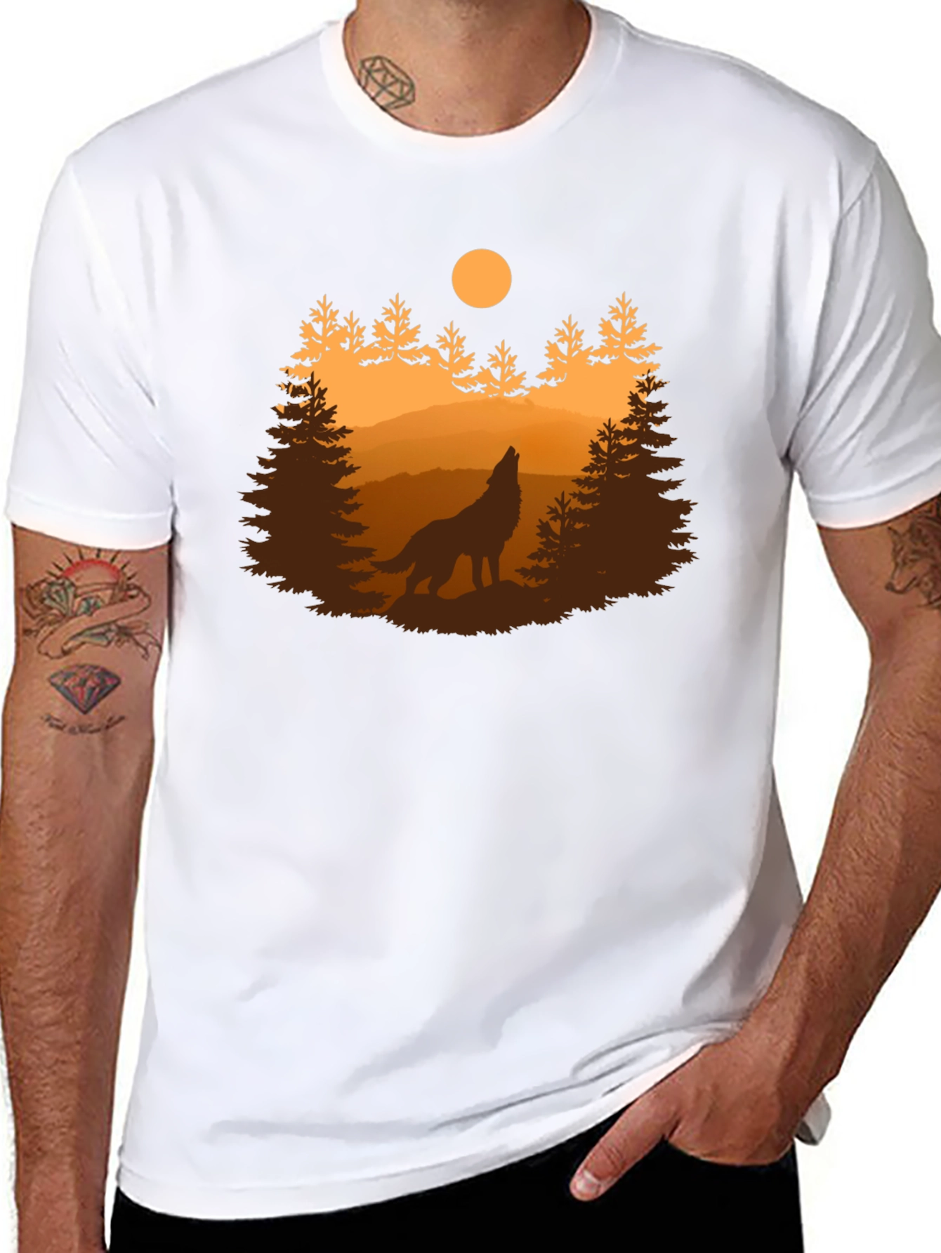 Wolf Howling at Moon T-Shirt
