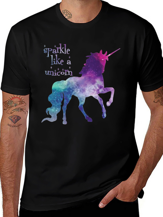 Sparkle Unicorn Graphic Tee - Black Cotton