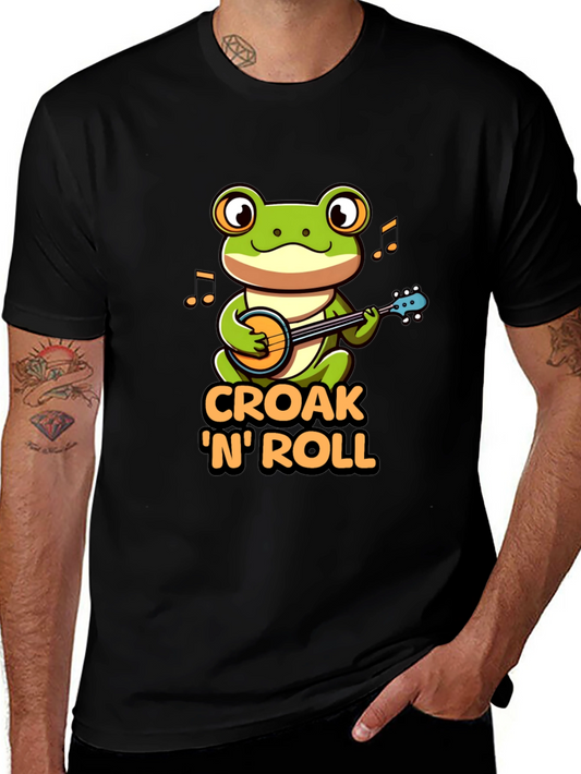 Croak N Roll Frog T-Shirt - Banjo Playing Amphibian Tee