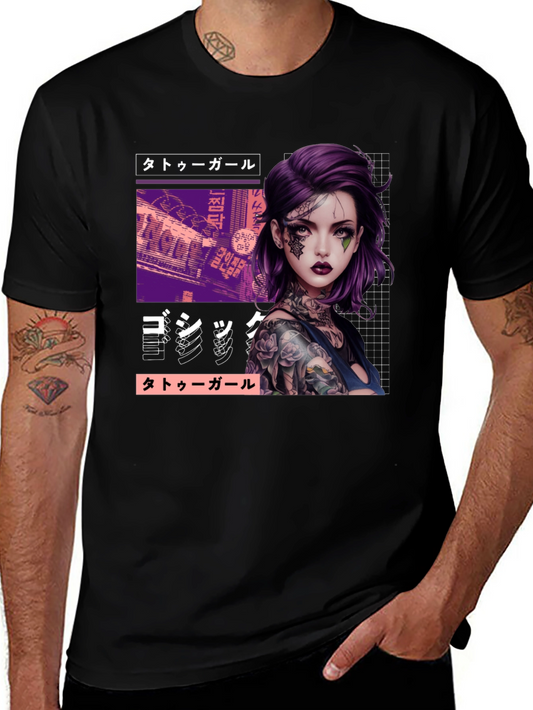 Tattoo Girl Graphic Tee - Urban Style