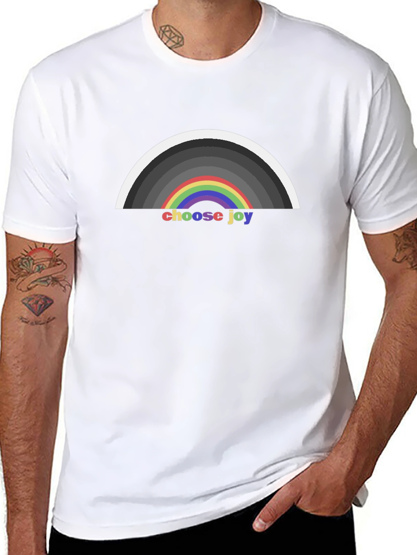 Choose Joy Rainbow Graphic T-Shirt - Black