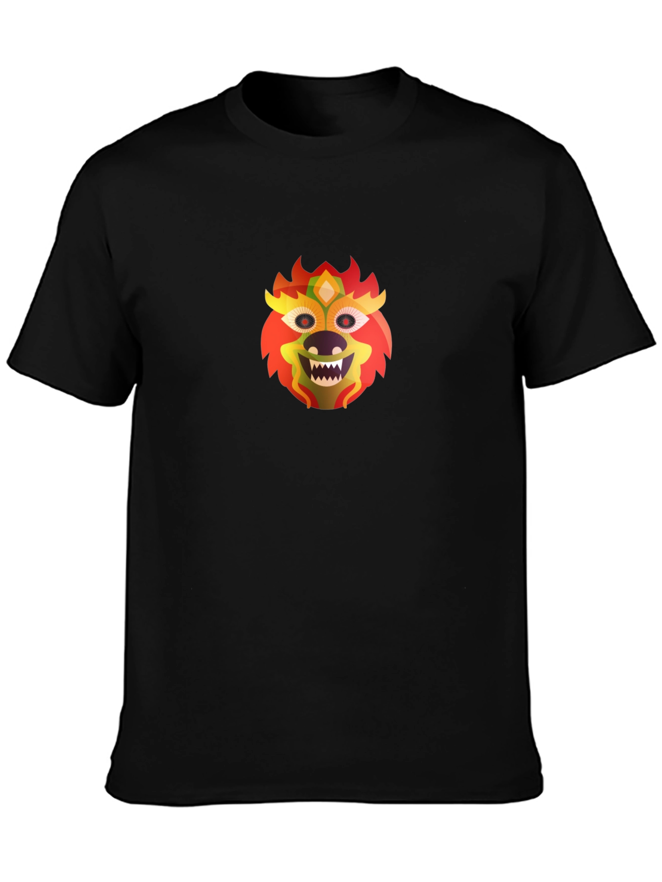 Bold Lion Mask Graphic Black Tee