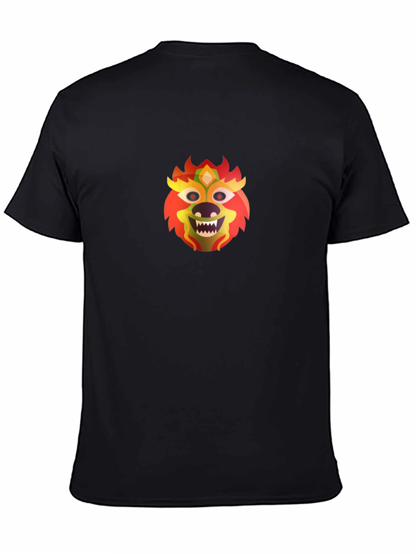 Bold Lion Mask Graphic Black Tee