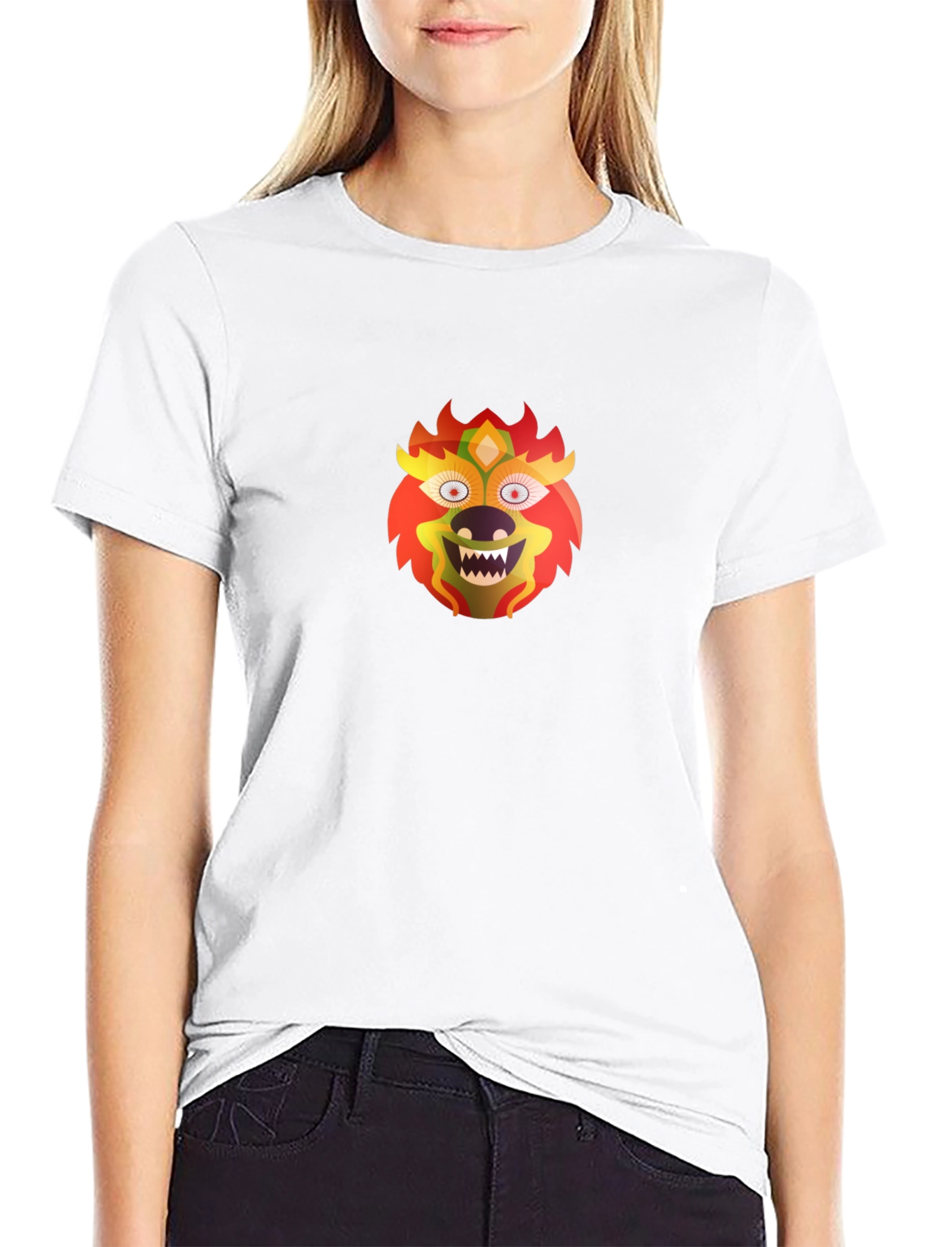 Bold Lion Mask Graphic Black Tee