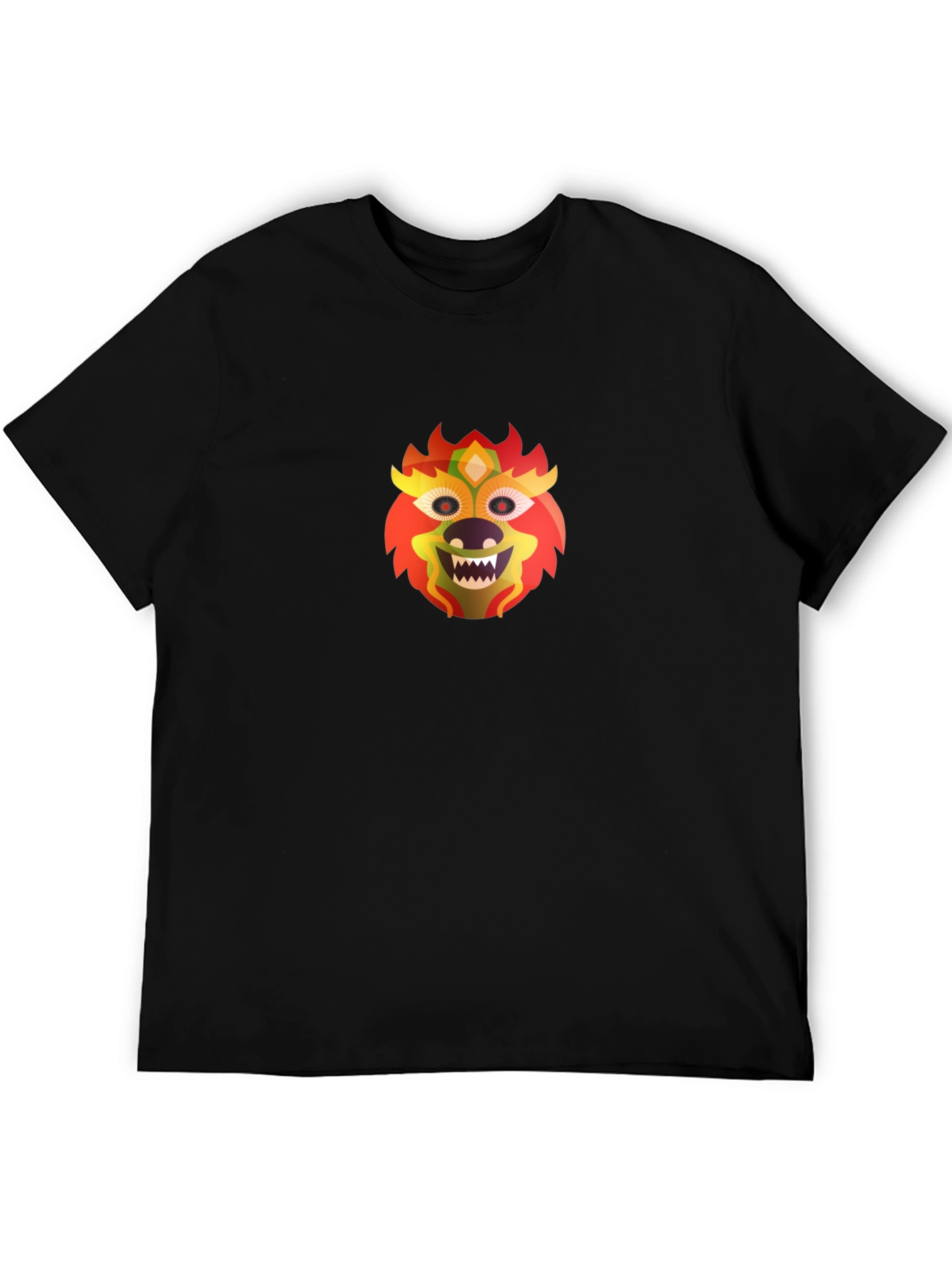 Bold Lion Mask Graphic Black Tee