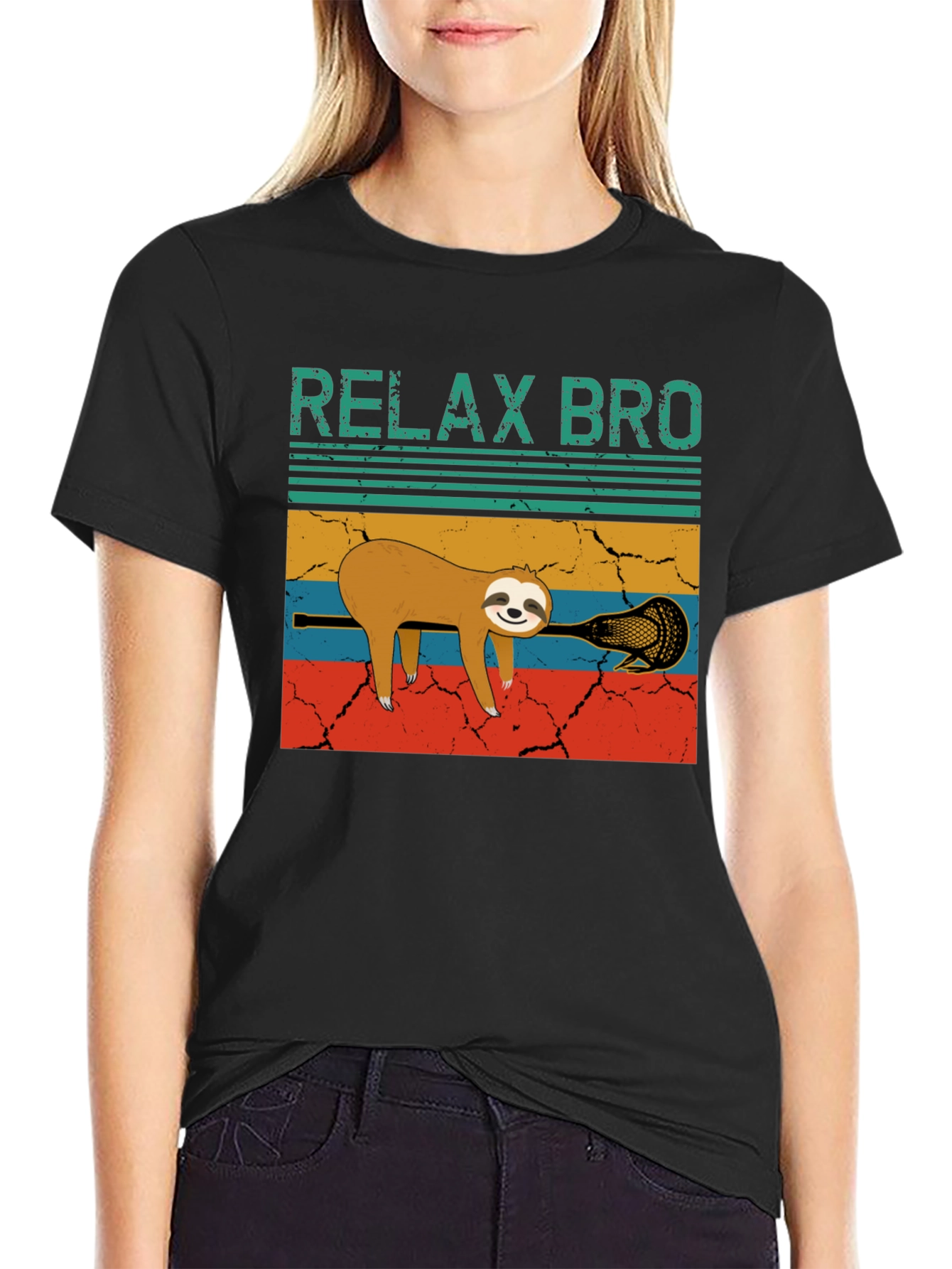 Relax Bro Sloth Lacrosse Graphic Tee