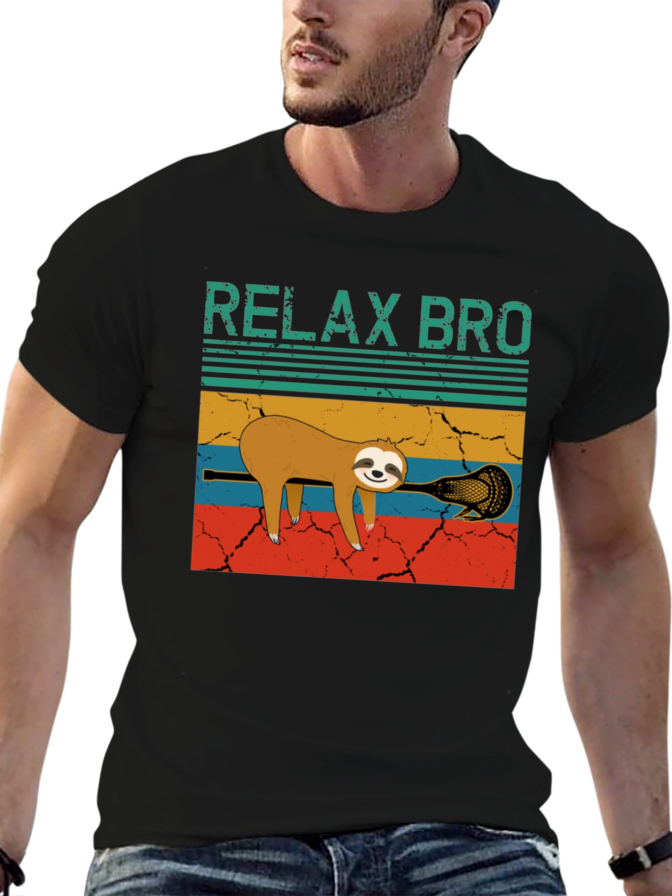Relax Bro Sloth Lacrosse Graphic Tee