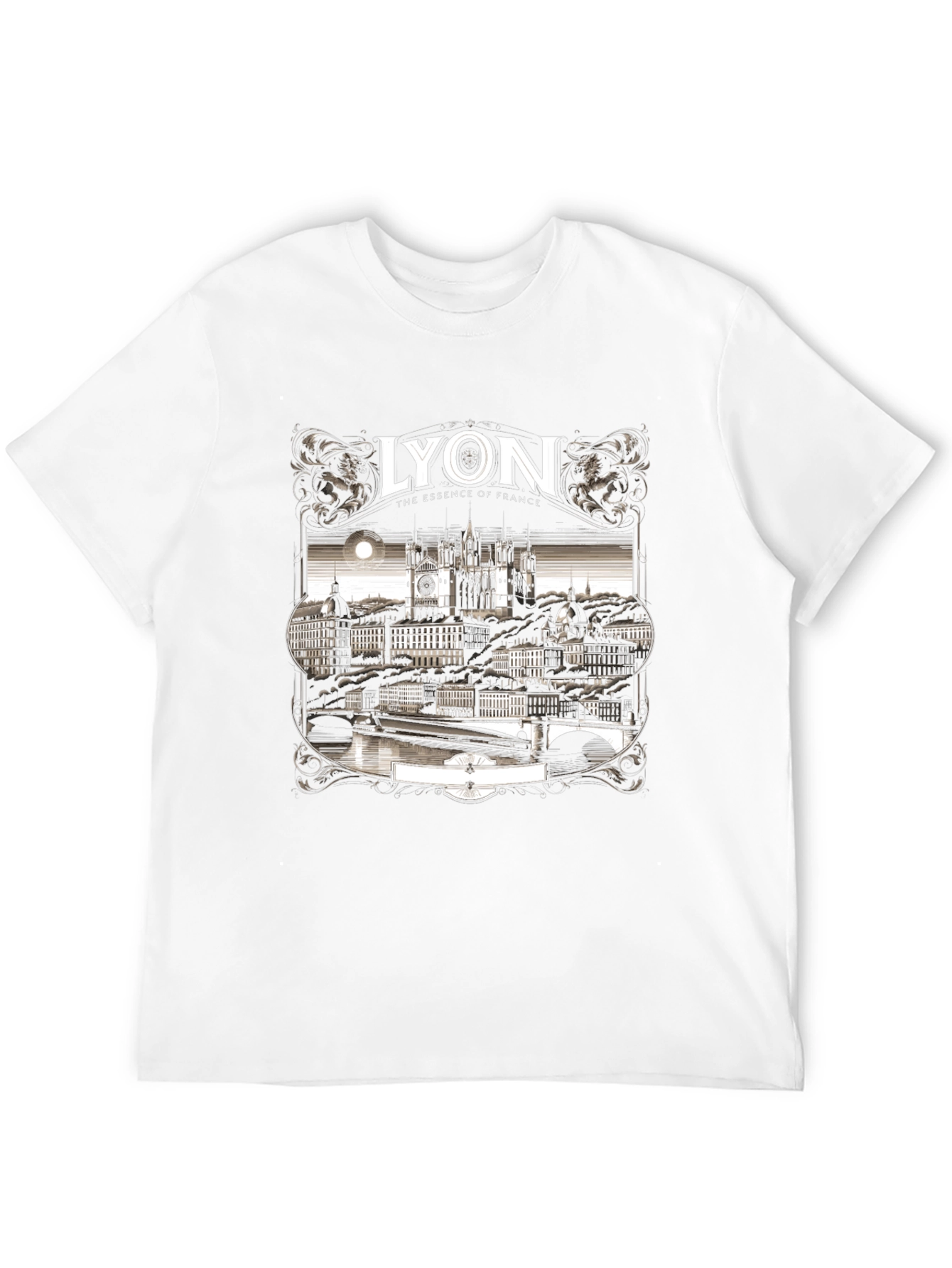 Lyon France Graphic Tee - Black Crew Neck T-Shirt