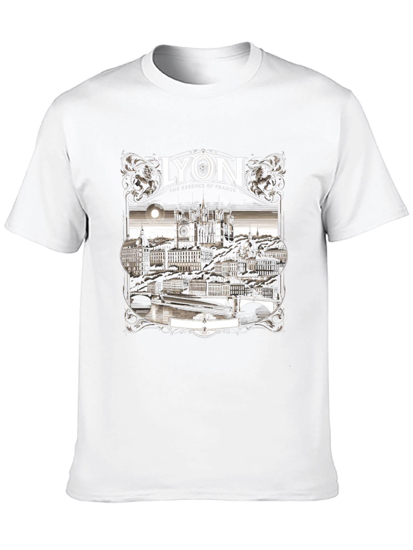 Lyon France Graphic Tee - Black Crew Neck T-Shirt