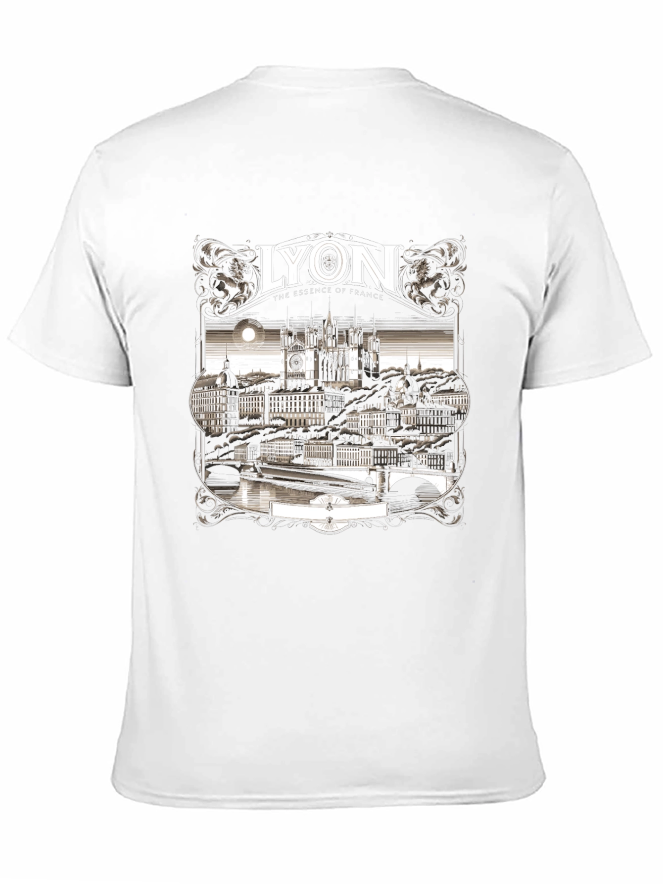 Lyon France Graphic Tee - Black Crew Neck T-Shirt