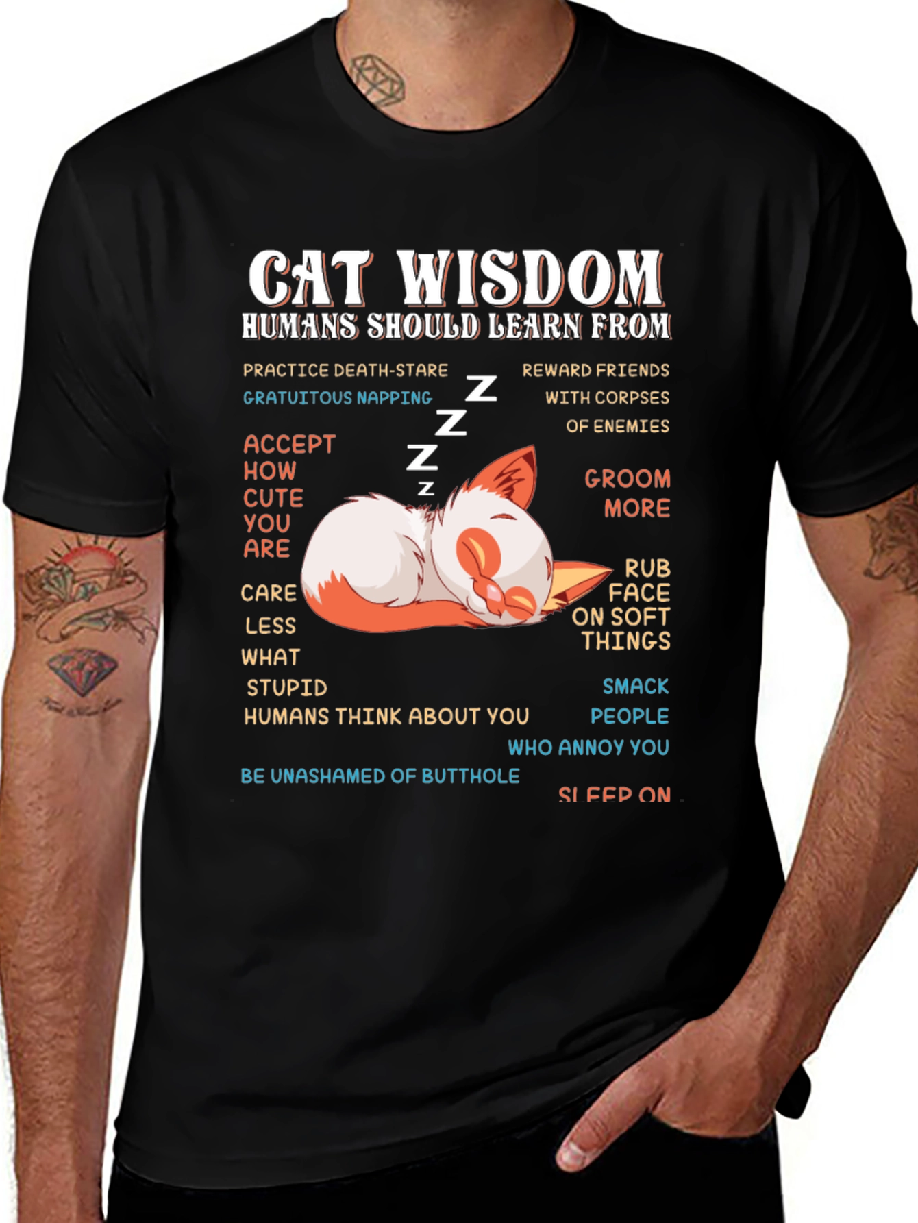 Cat Wisdom Graphic Tee - Learn from Cats