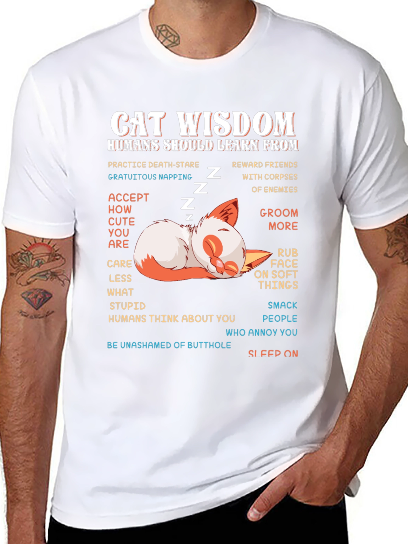 Cat Wisdom Graphic Tee - Learn from Cats