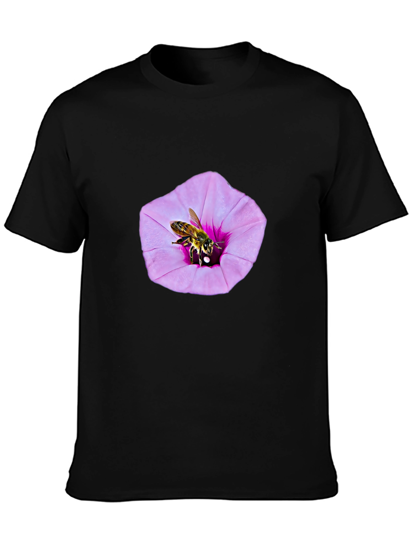 Bee on Flower Graphic T-Shirt - Black