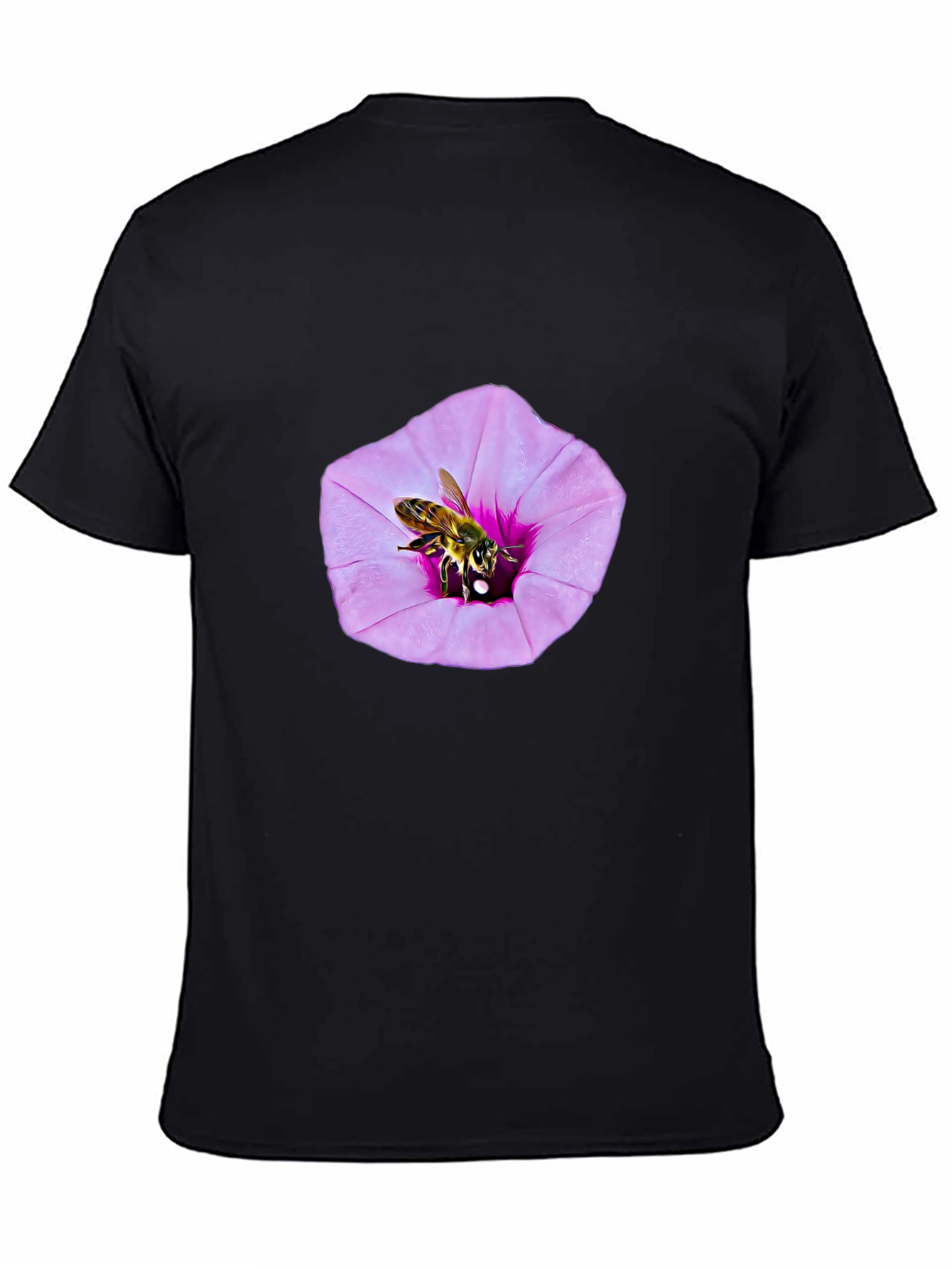 Bee on Flower Graphic T-Shirt - Black