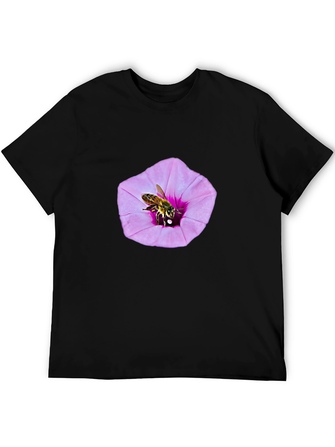 Bee on Flower Graphic T-Shirt - Black