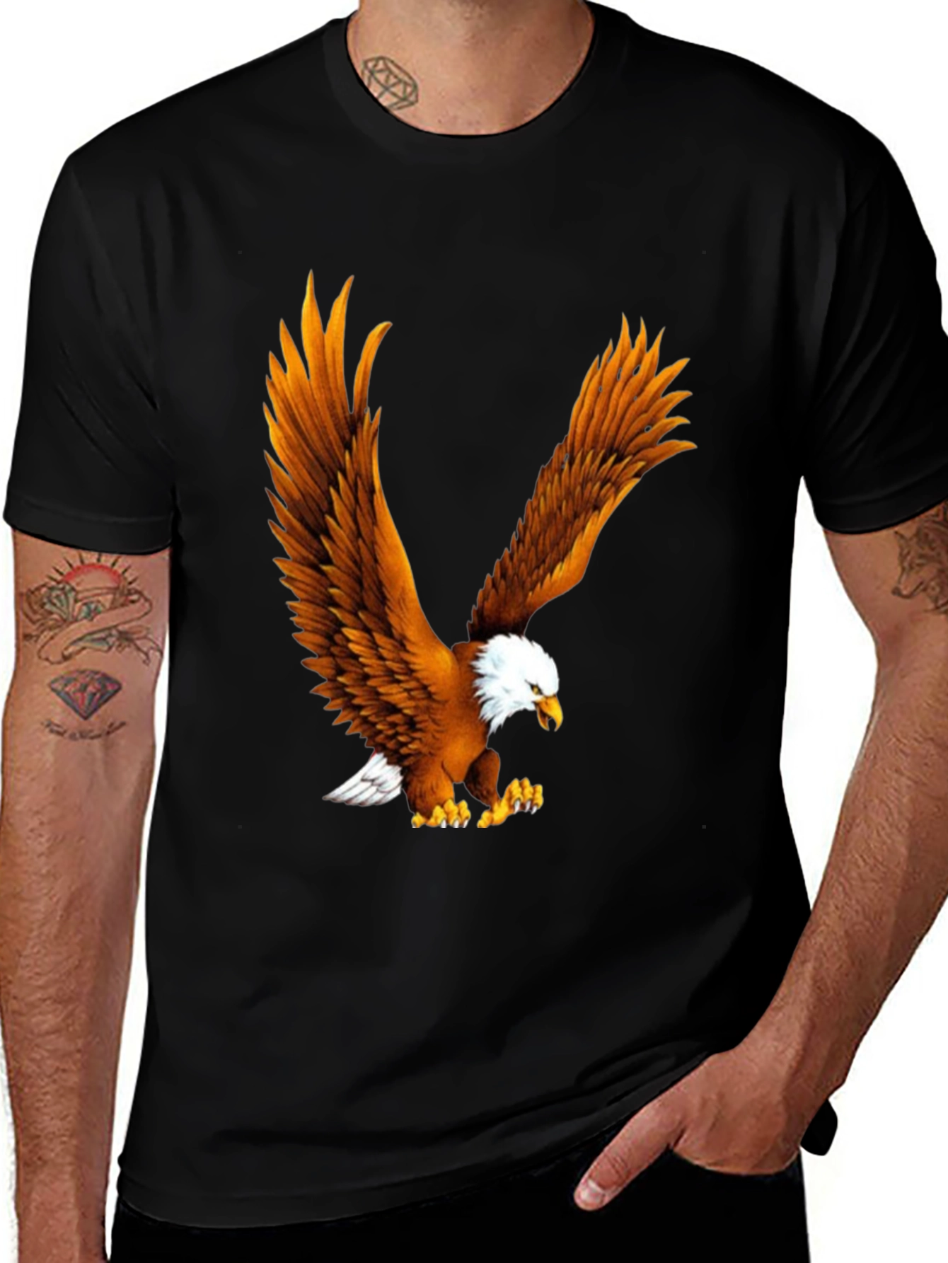 Eagle Print Black T-Shirt