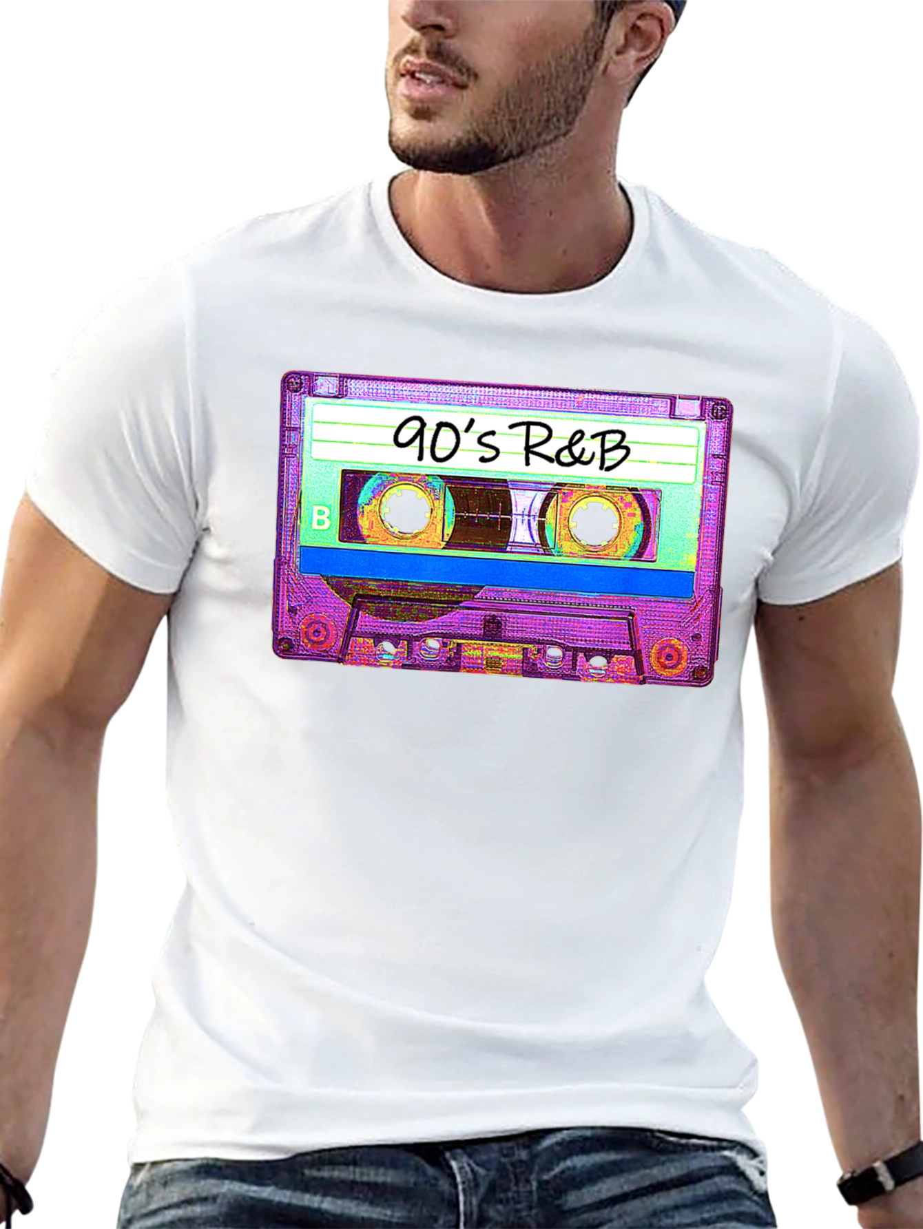 90s R&B Cassette Tape Graphic Tee - Black
