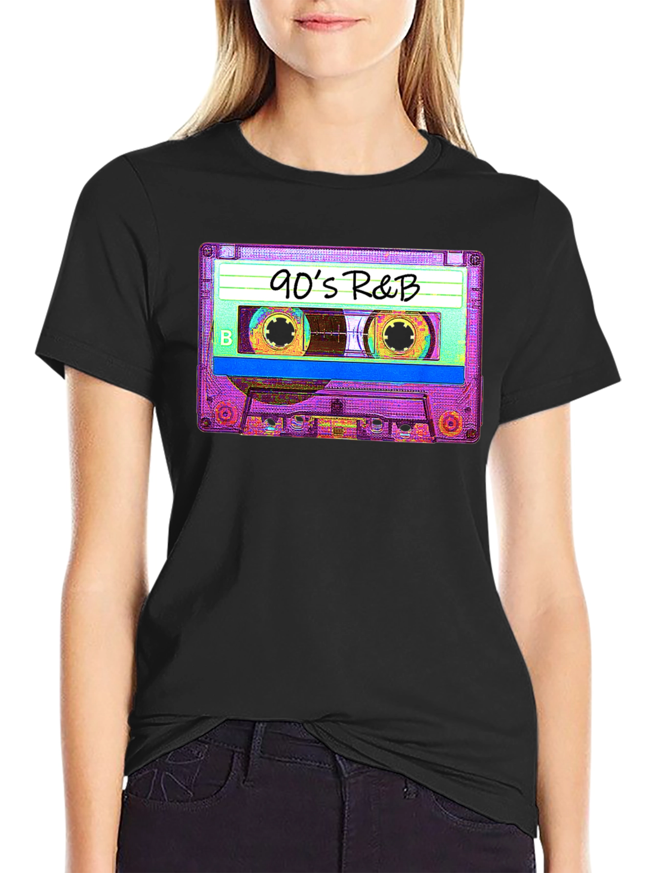 90s R&B Cassette Tape Graphic Tee - Black