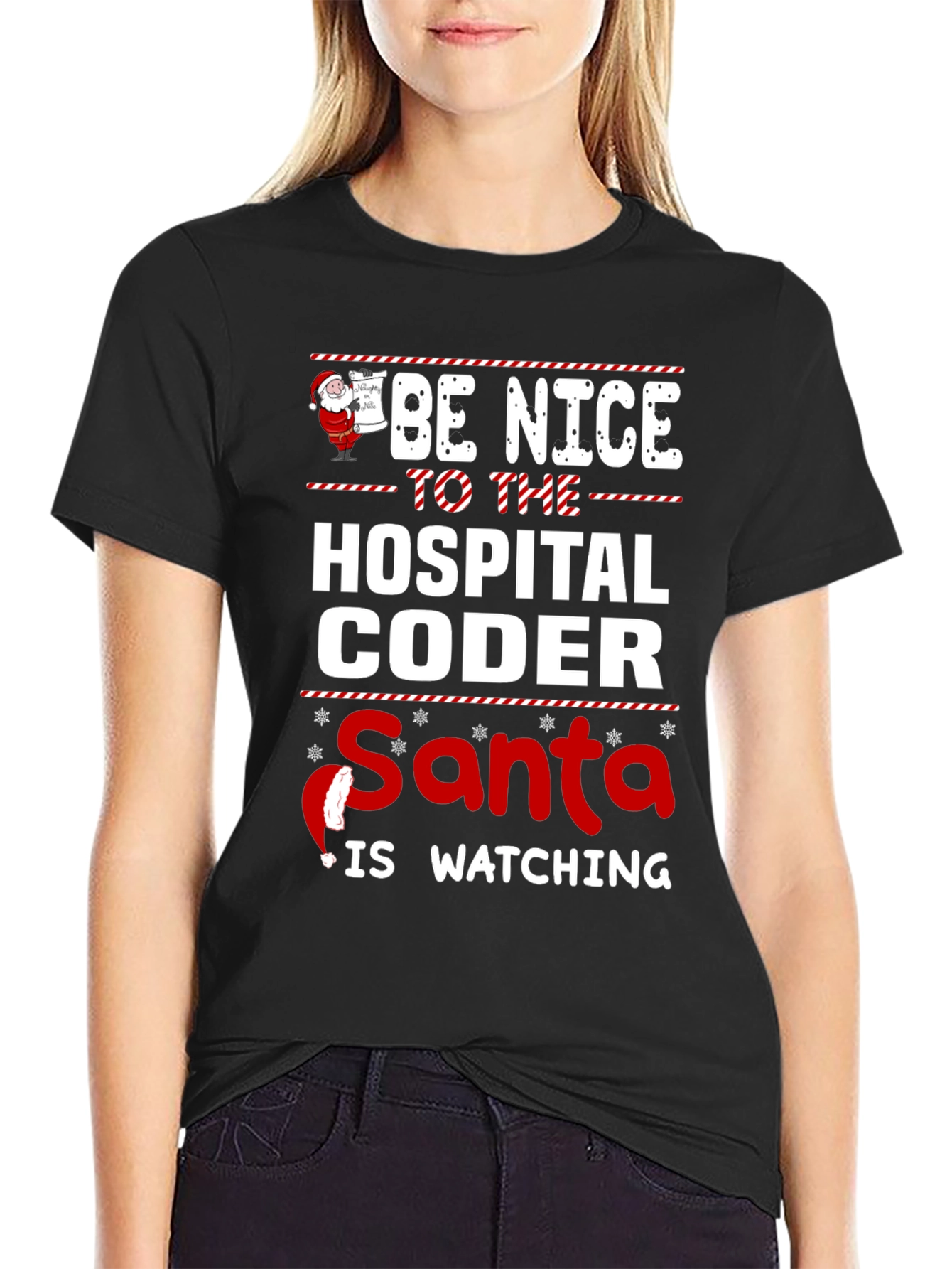 Be Nice to the Hospital Coder Santa T-Shirt