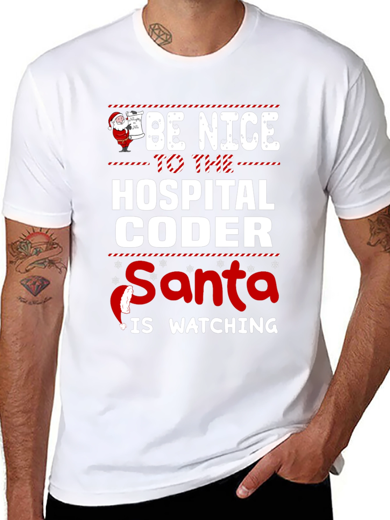 Be Nice to the Hospital Coder Santa T-Shirt