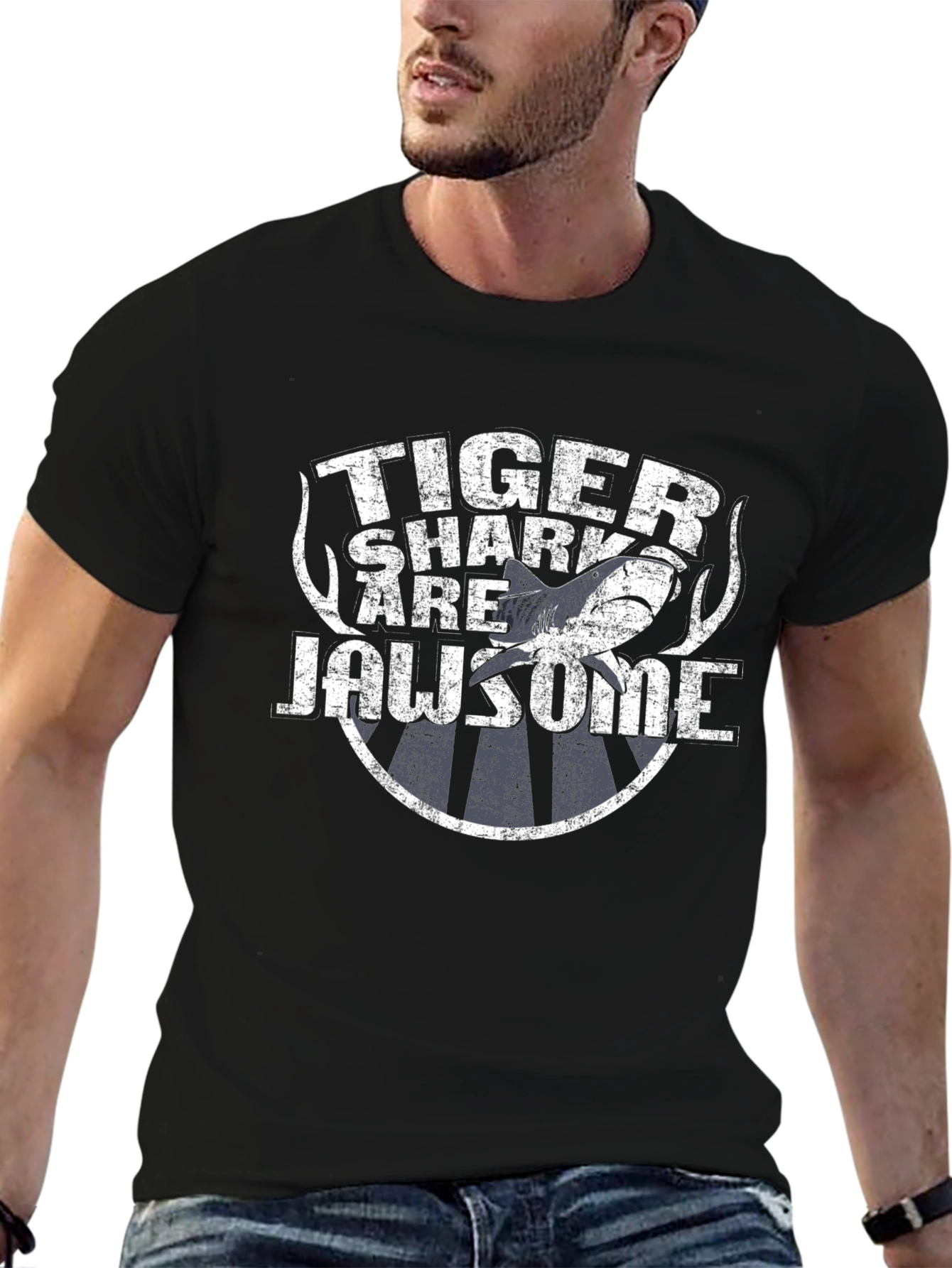 Tiger Shark Jawsome Graphic T-Shirt - Black
