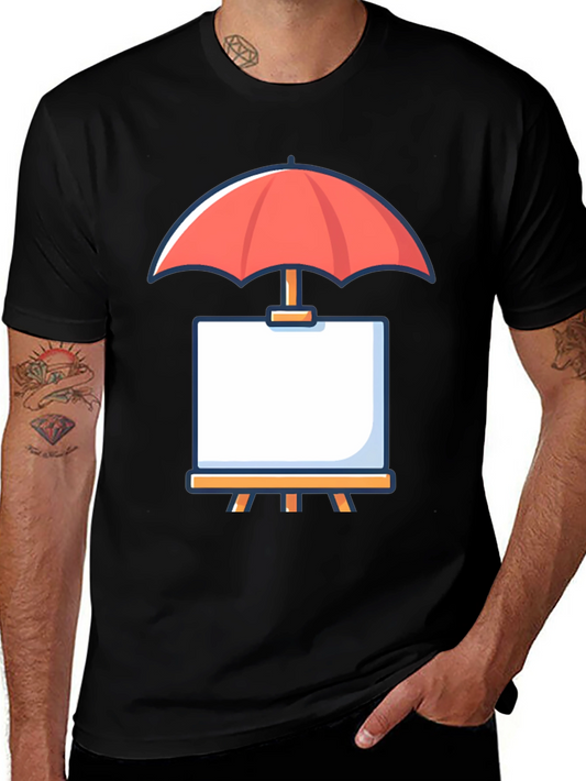Art Easel Under Umbrella Graphic Tee - Stylish Cotton T-Shirt